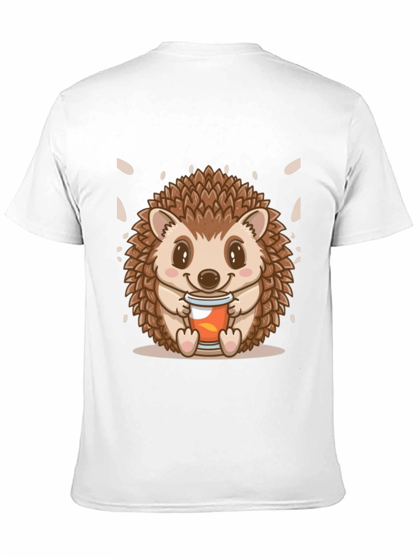 Black Cute Hedgehog Holding Drink Graphic Tee - Black view 11