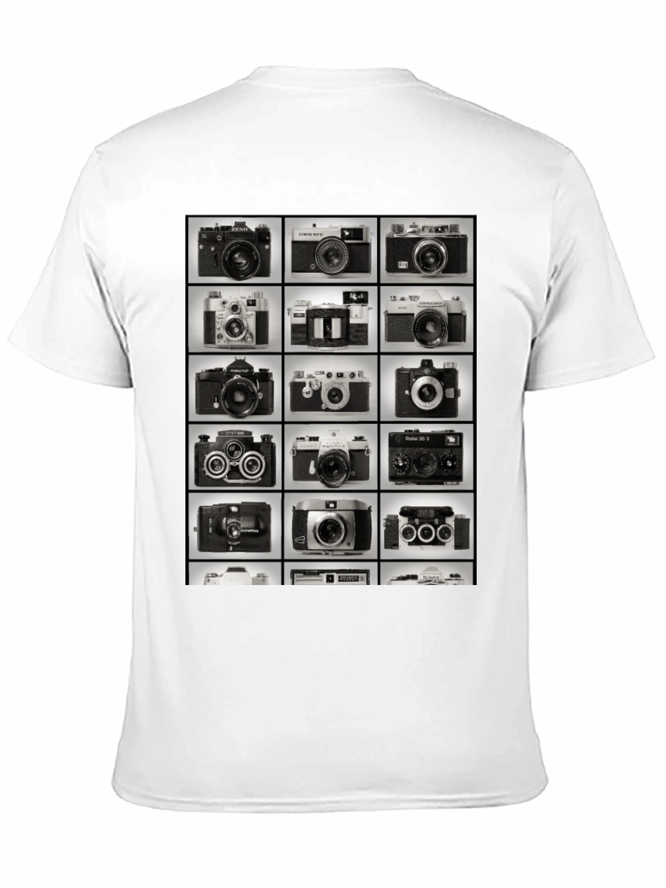 Black Vintage Camera Collage Graphic T-Shirt view 11