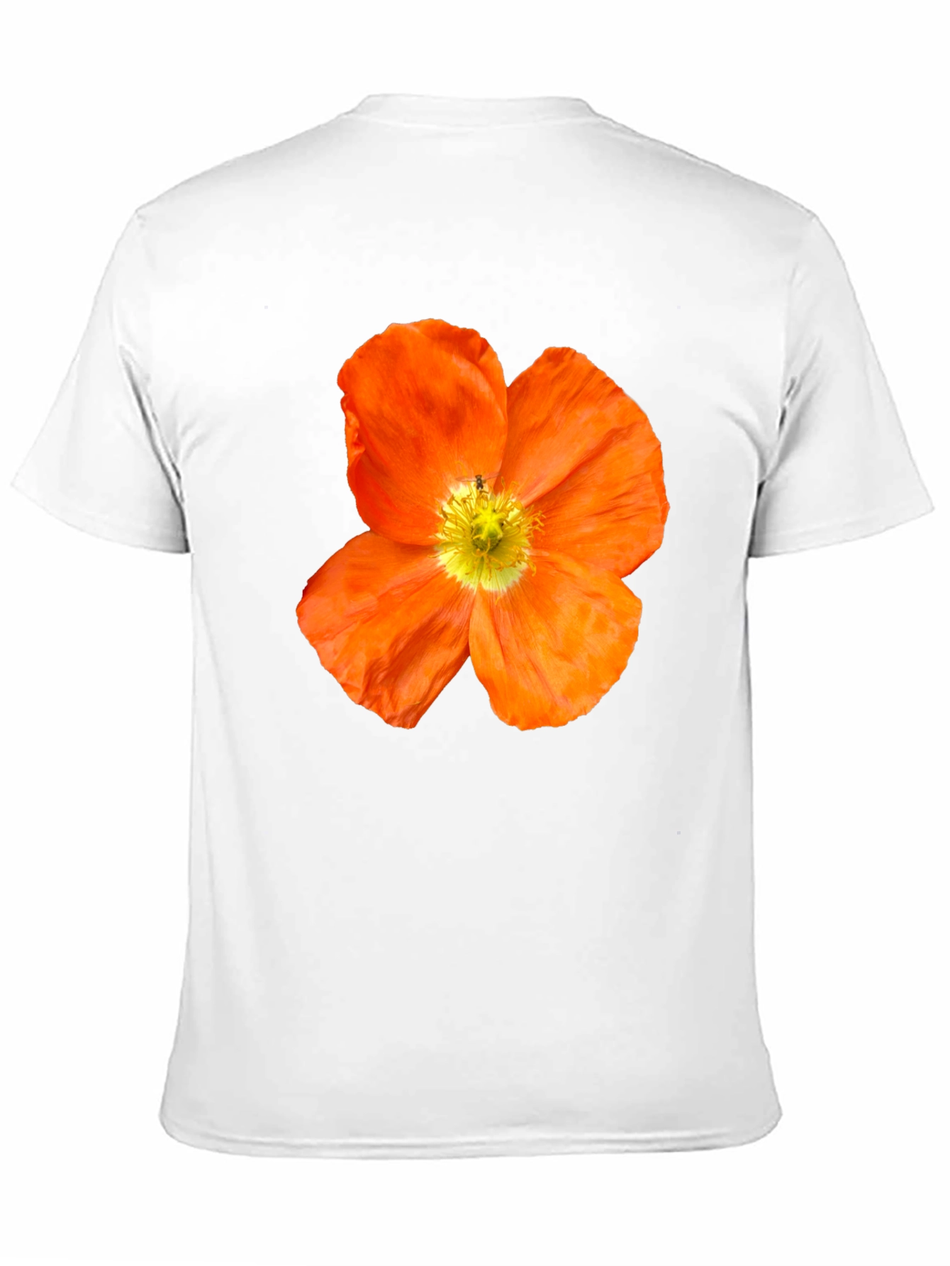 Black Floral Print T-Shirt - Bold Orange Poppy Design view 11