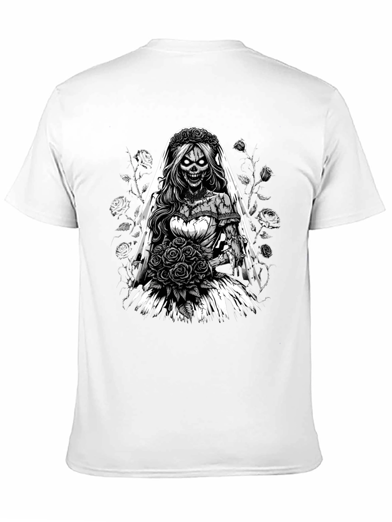 Black Zombie Bride T-Shirt - Unique Gothic Design view 11