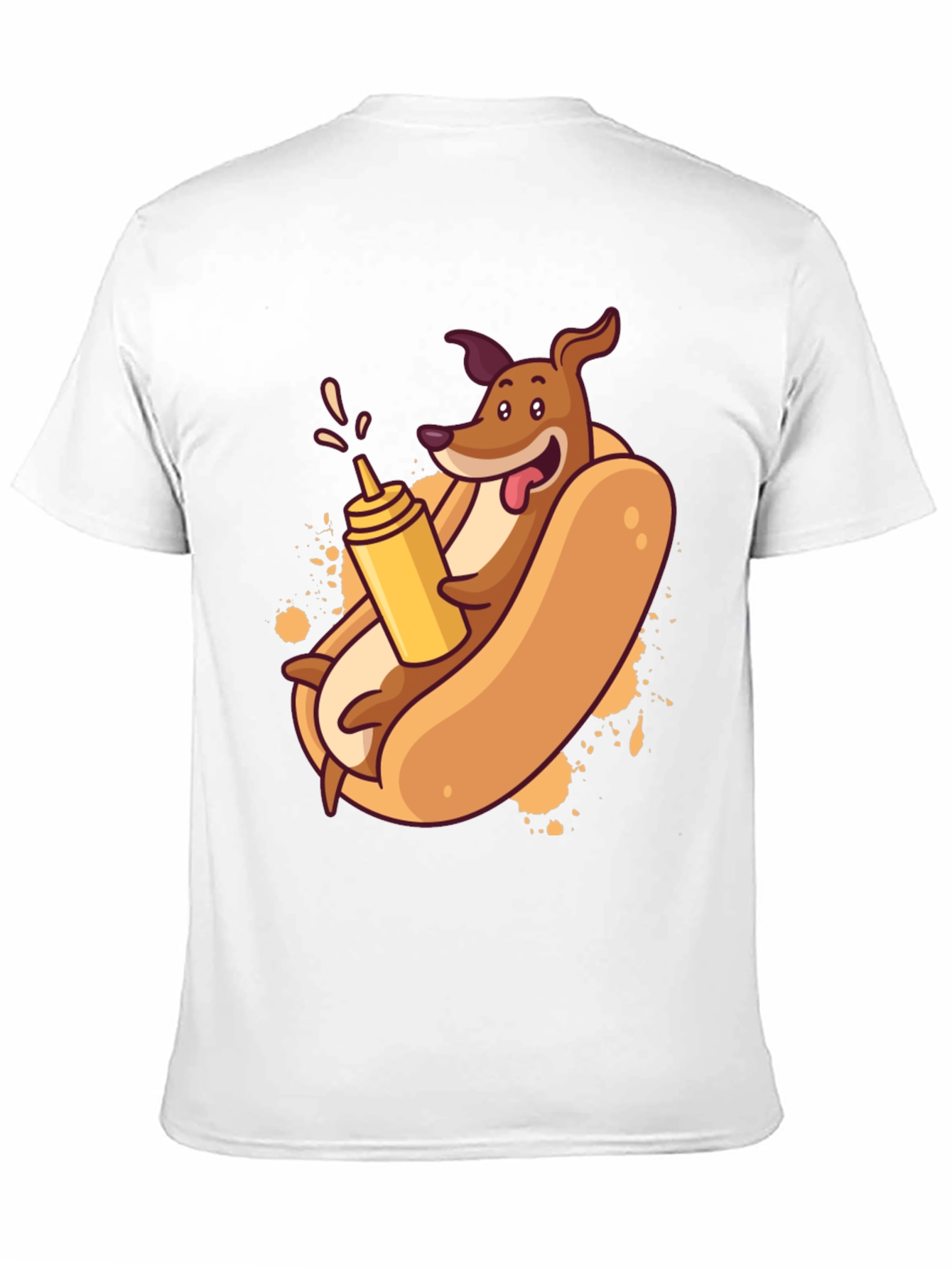 Black Funny Dachshund Hot Dog Cartoon T-Shirt view 11