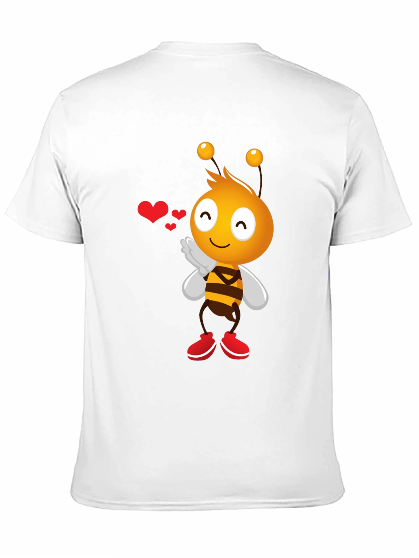 Black Cute Bee Cartoon Graphic T-Shirt view 11