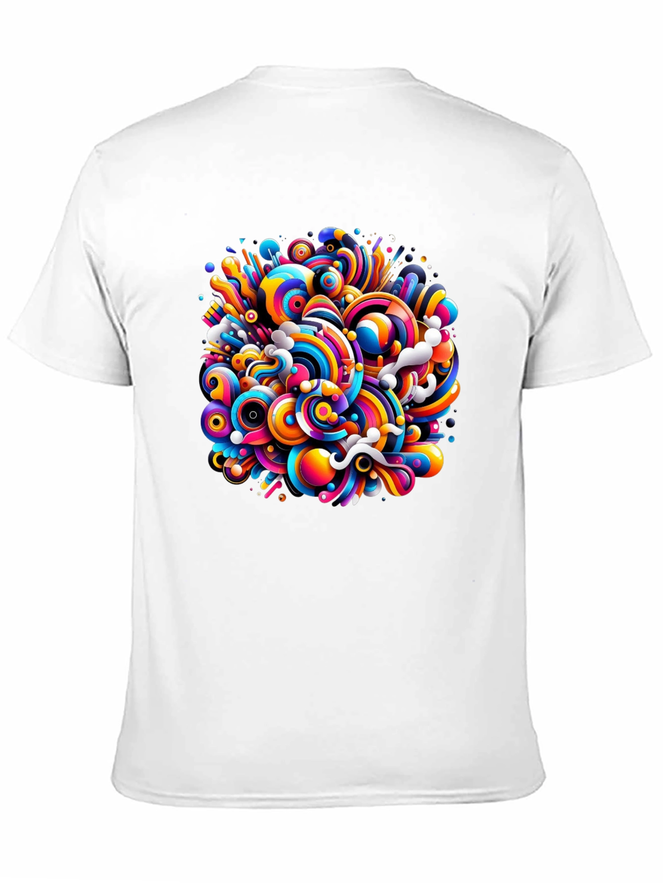Black Colorful Swirl Graphic Black T-Shirt view 11
