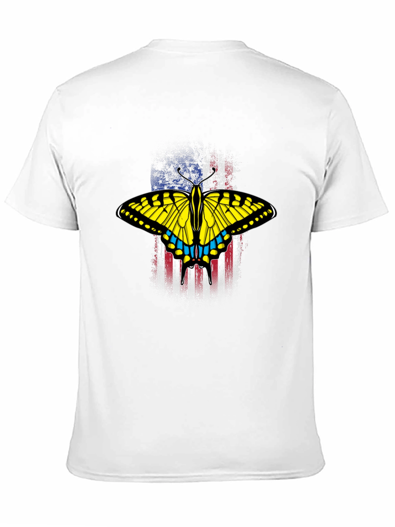 Black American Flag Butterfly Graphic T-Shirt view 11