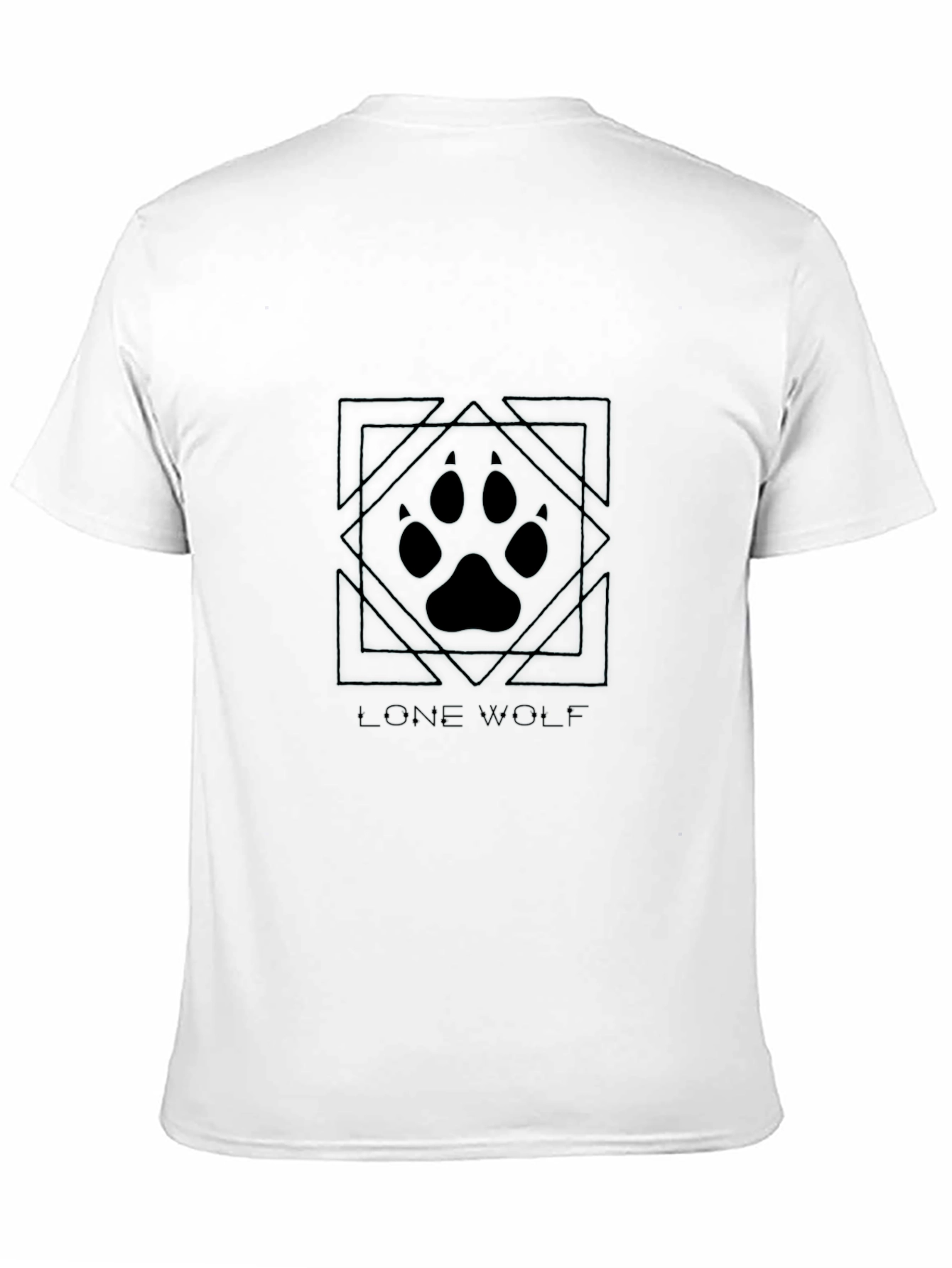 Black Lone Wolf Paw Print Graphic Tee - Black Cotton Blend view 11