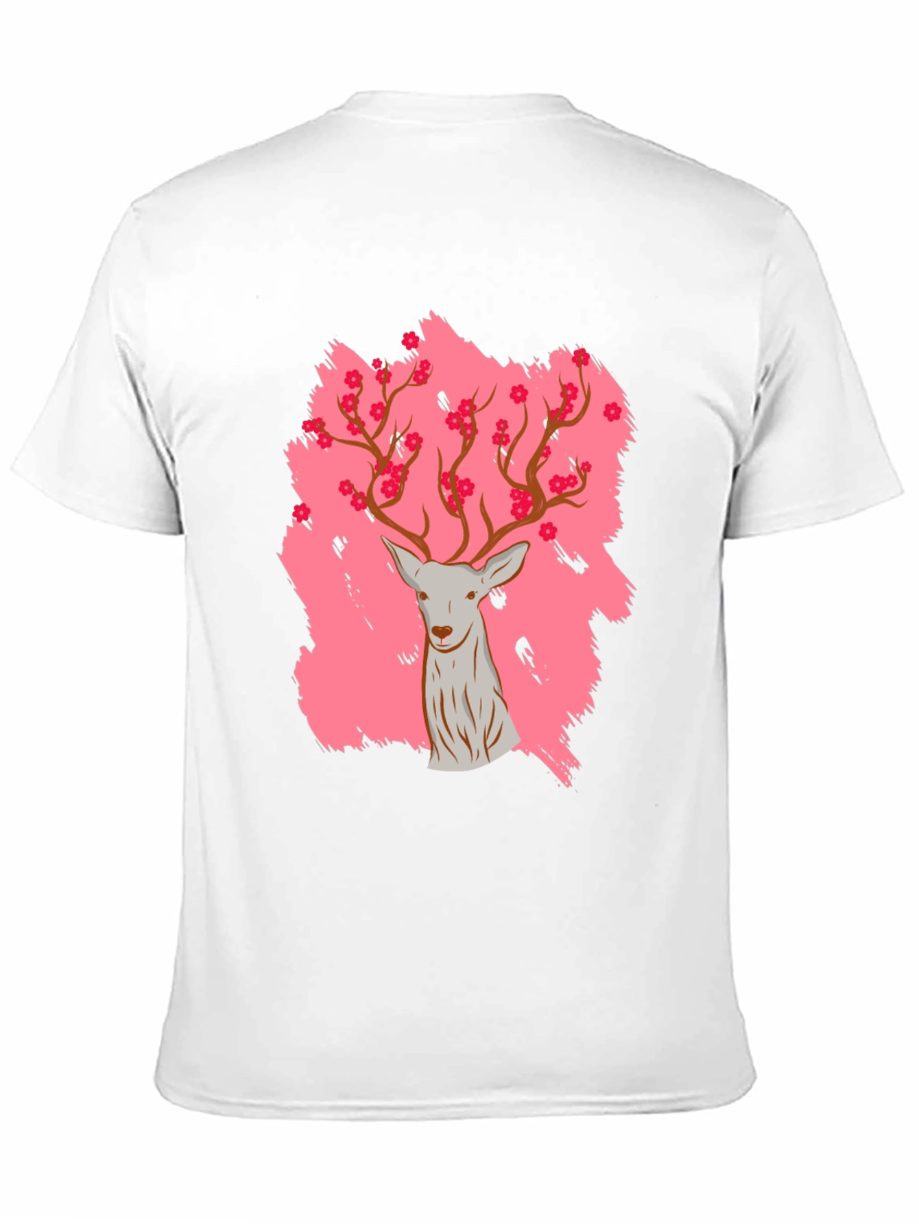 Black Deer with Floral Antlers Graphic Black T-Shirt view 11