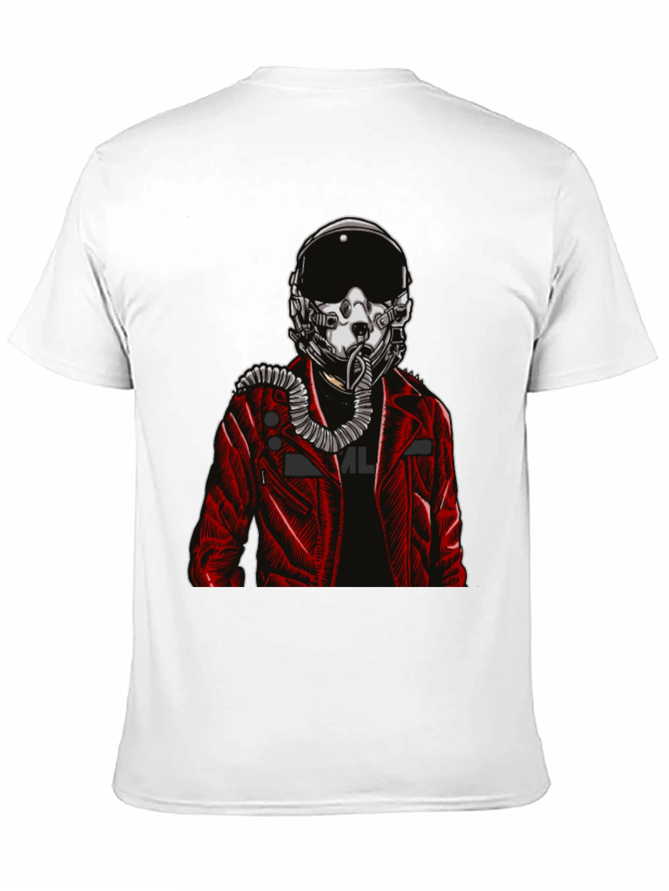 Black Pilot Helmet Graphic Tee - Bold Black Cotton Shirt view 11