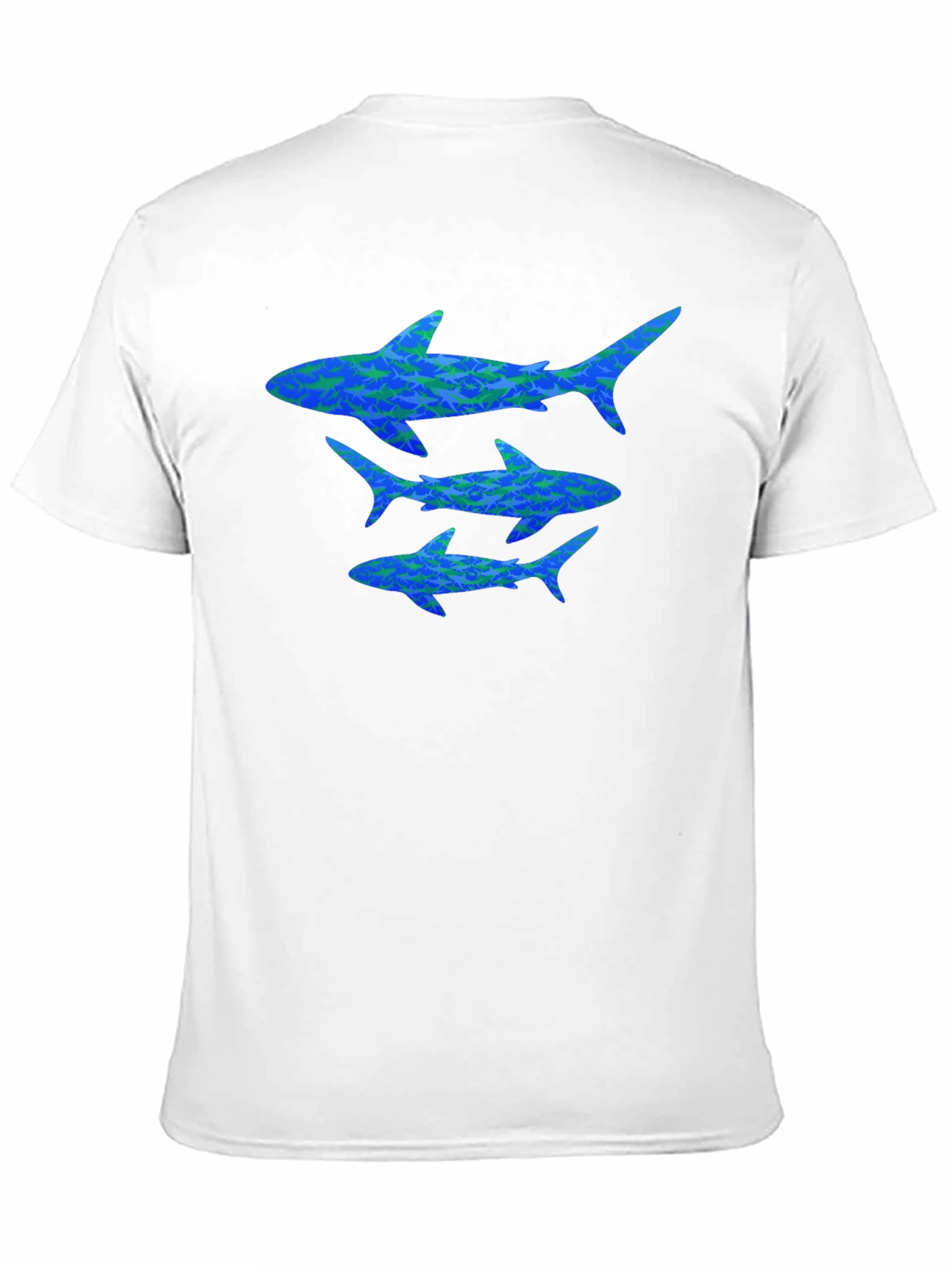 Black Shark Pattern Graphic Tee - Men's Black Casual T-Shirt view 11