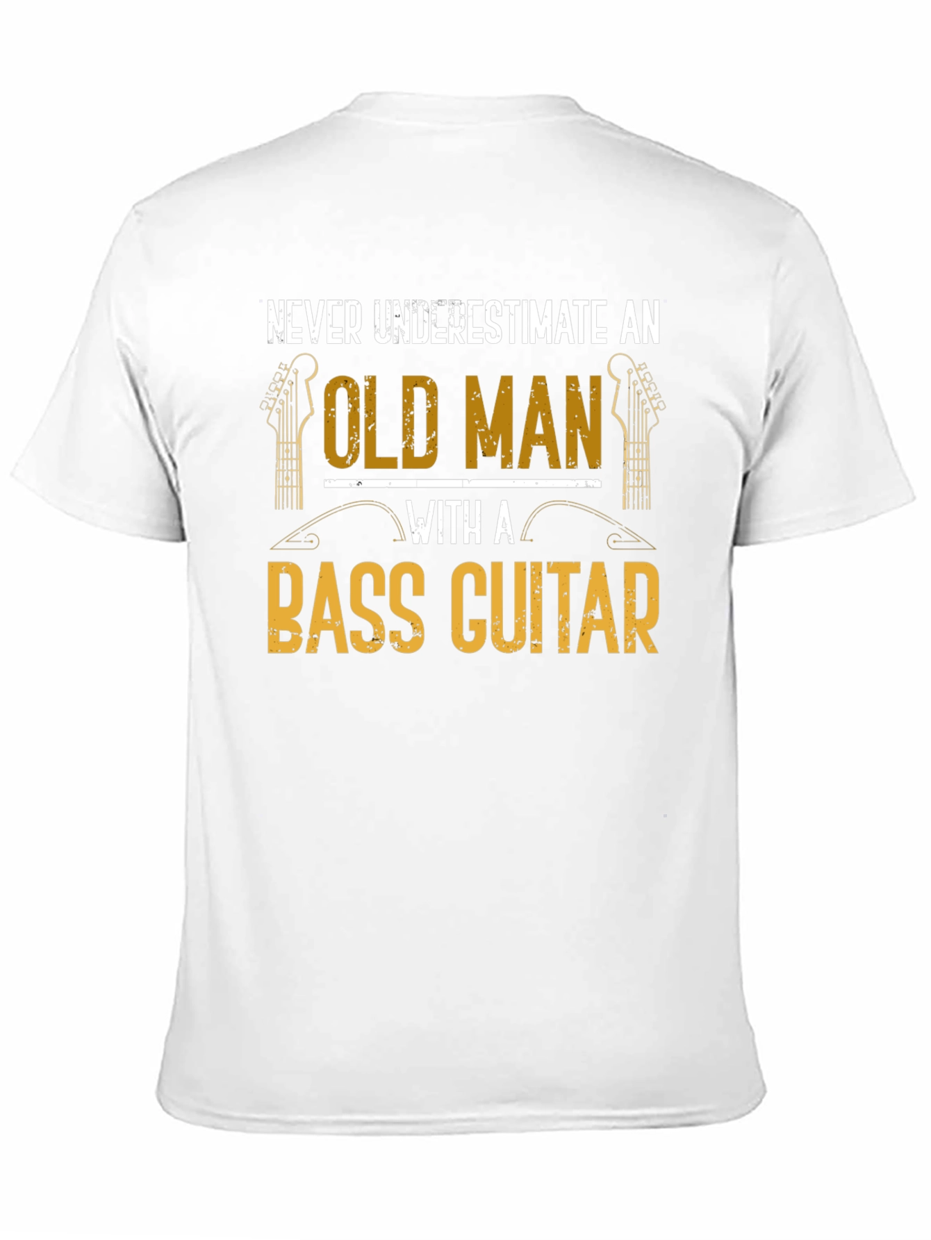 Black Old Man Bass Guitar T-Shirt - Musician Gift view 11