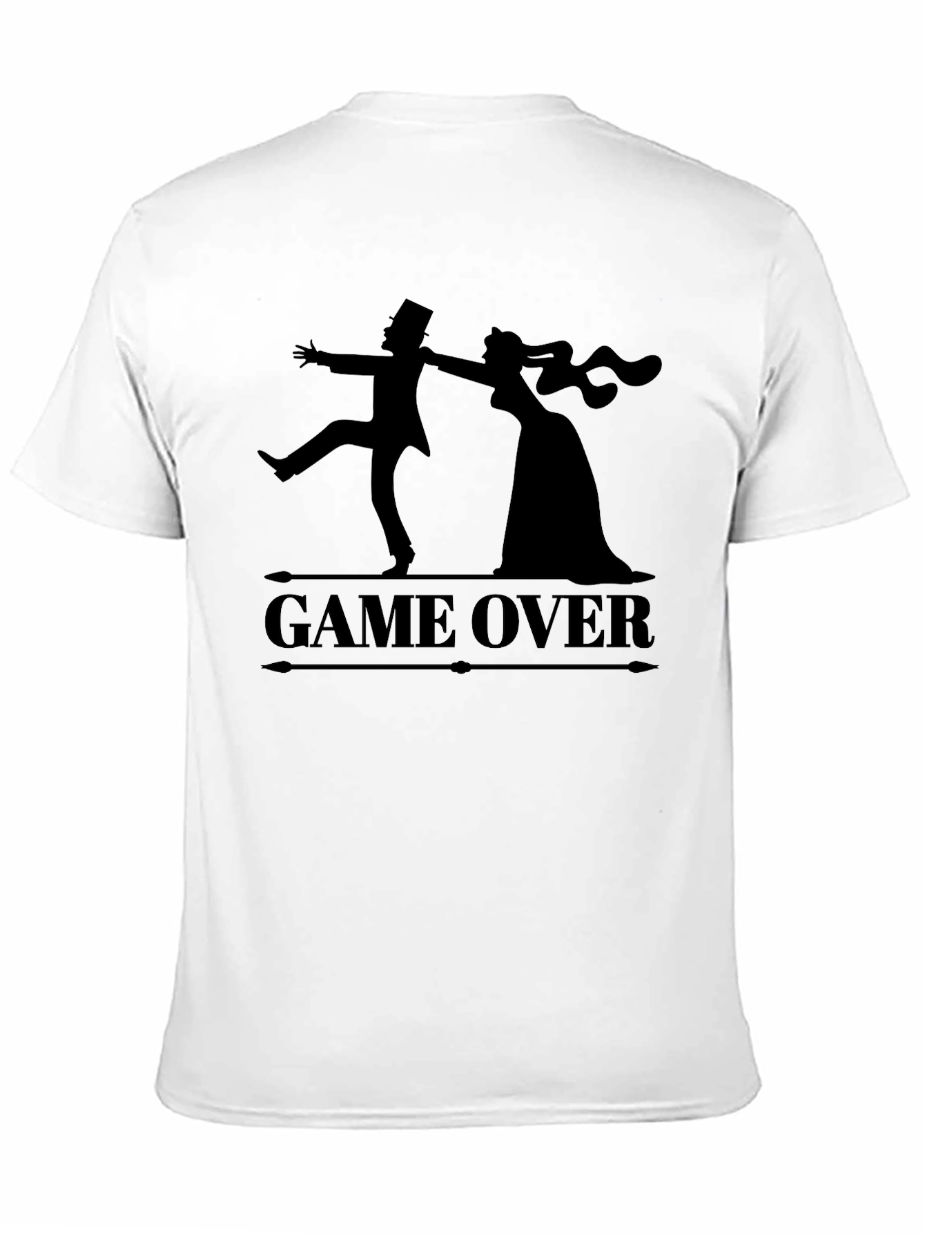 Game Over Bride & Groom Black T-Shirt - 11