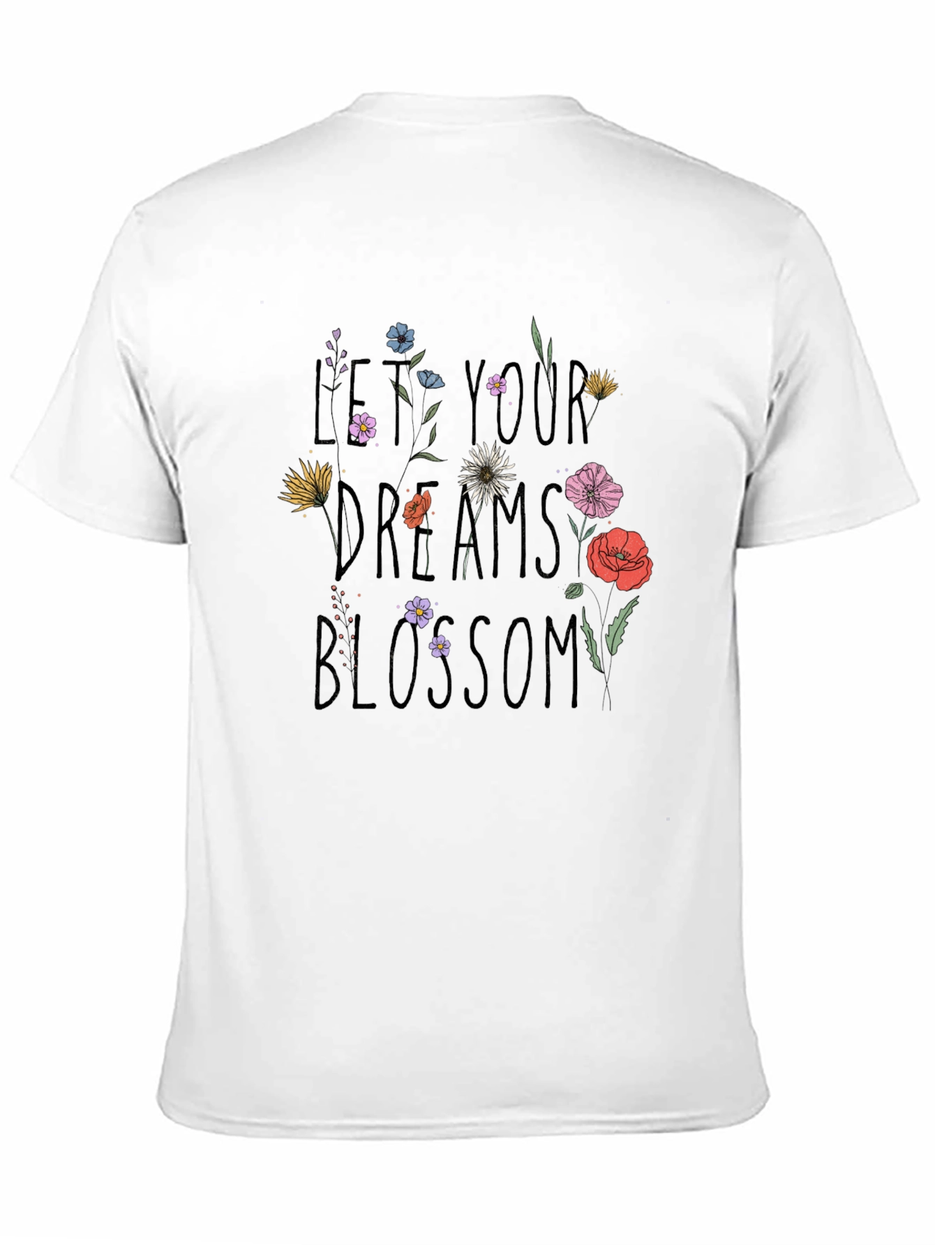 Black Floral Dreams Blossom Black T-Shirt view 11