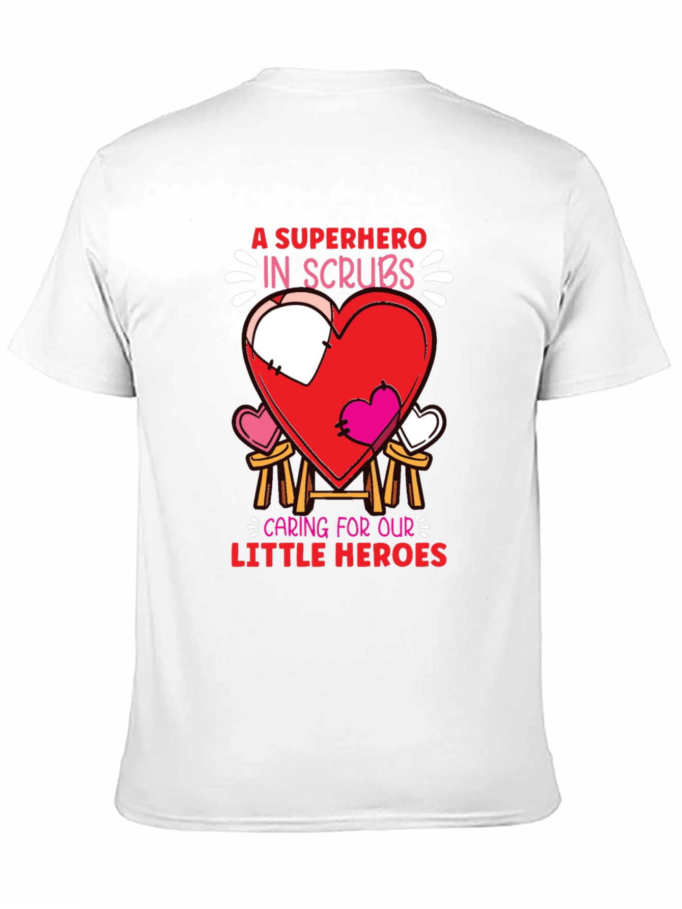 Black Superhero in Scrubs Graphic T-Shirt view 11