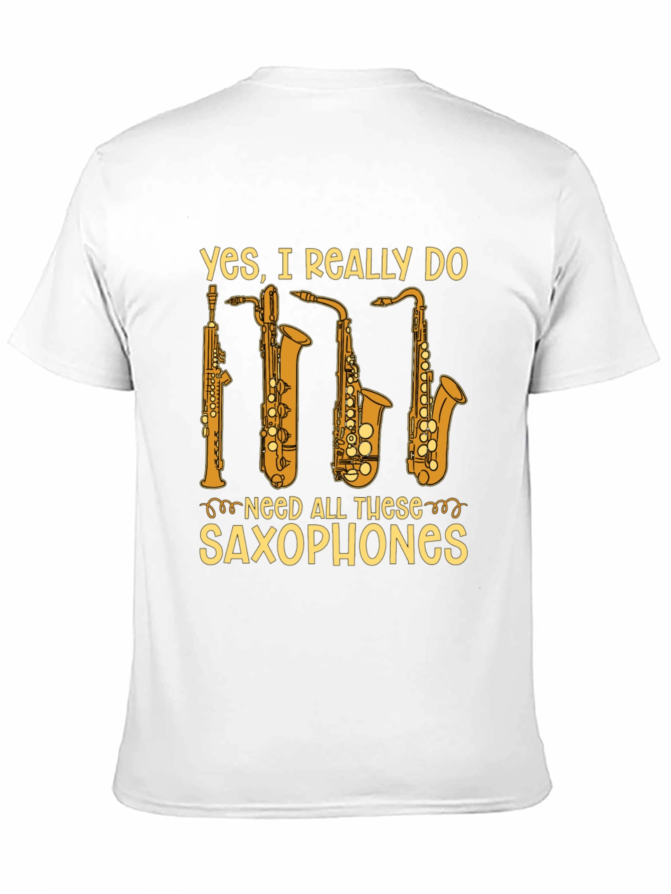 Black Saxophone Lover T-Shirt - Yes, I Need All These Saxophones! view 11