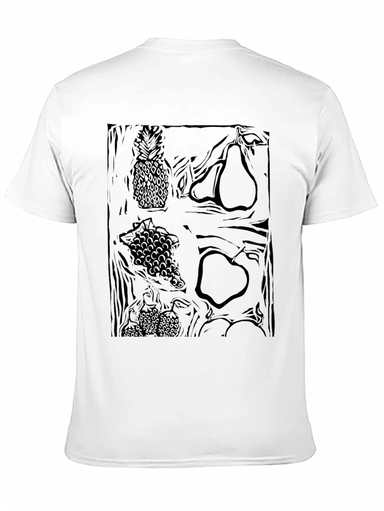 Black Monochrome Fruit Pattern Graphic Tee view 11