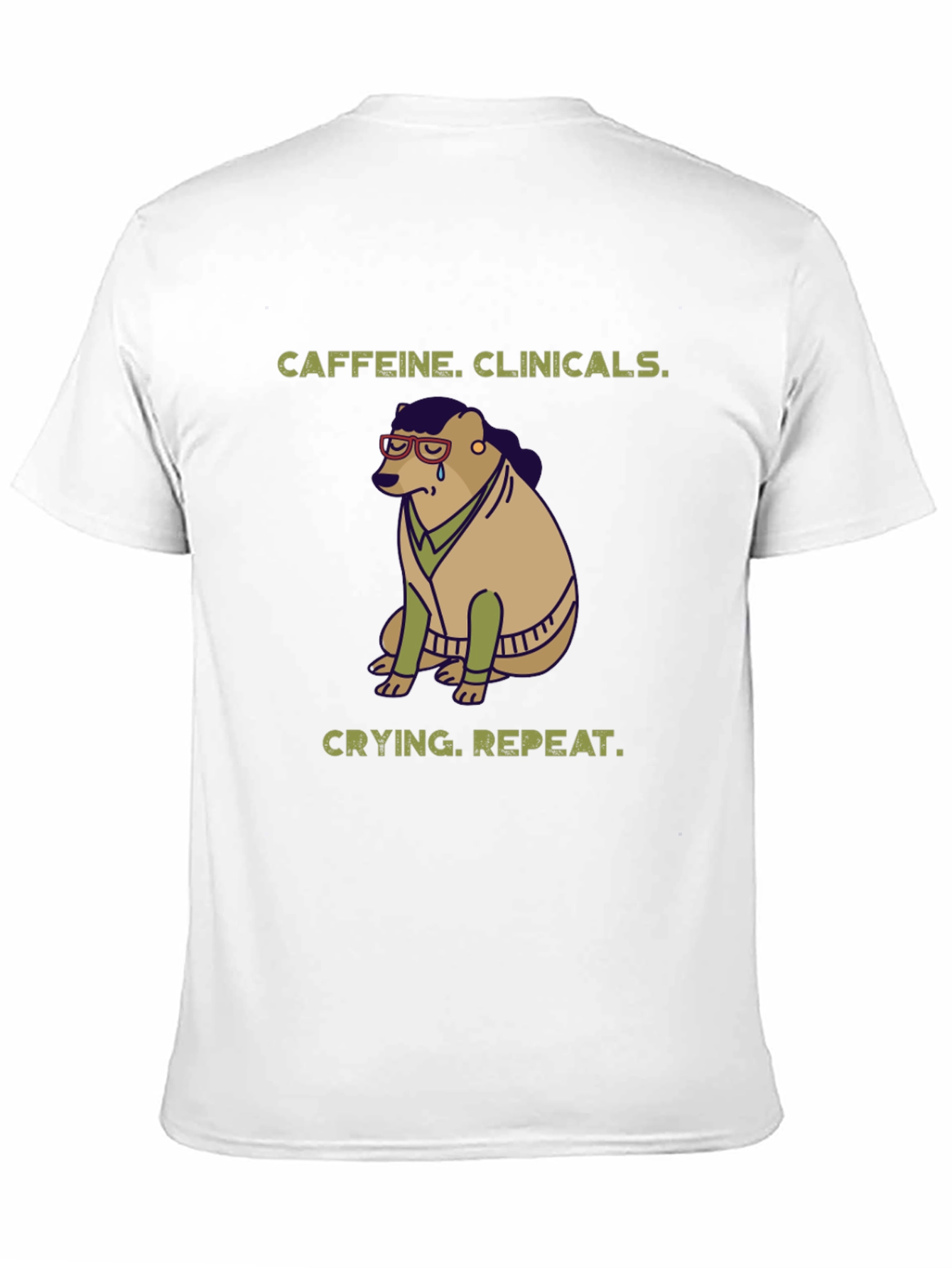 Black Caffeine Clinicals Crying Repeat Black Graphic T-Shirt view 11