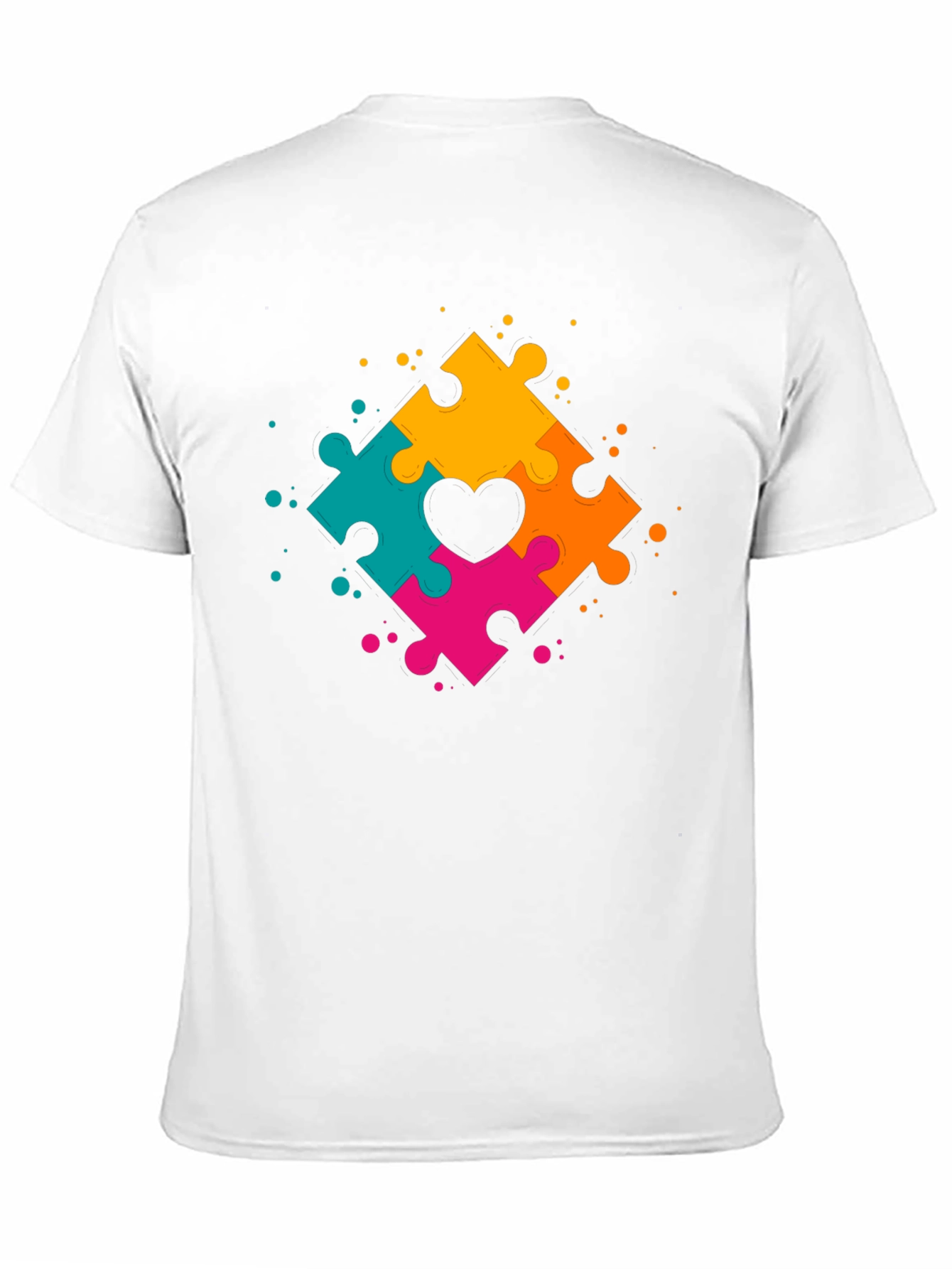 Black Autism Awareness Puzzle Heart T-Shirt view 11