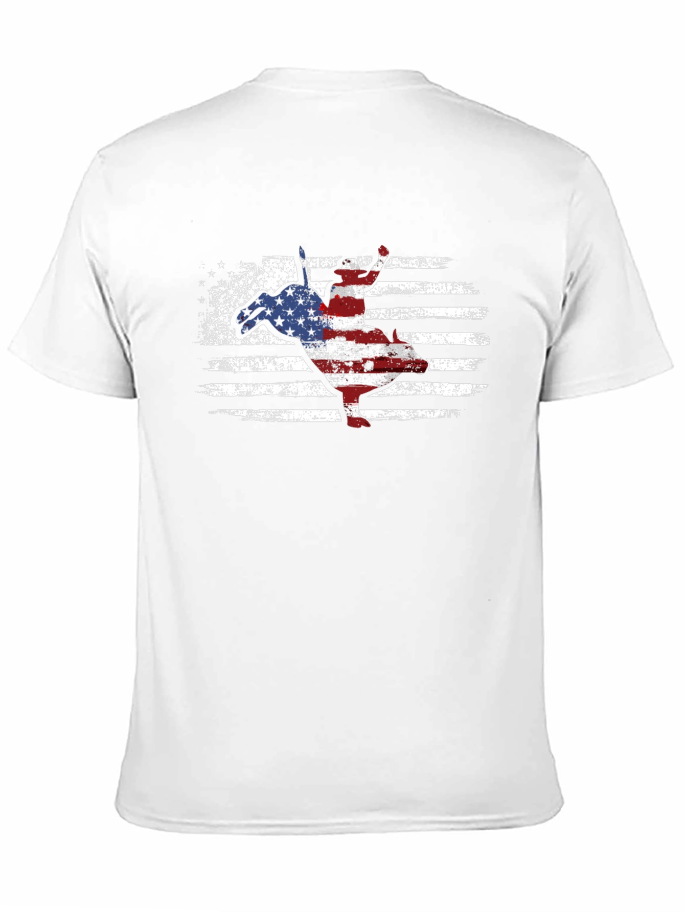 Black American Flag Bull Riding T-Shirt view 11