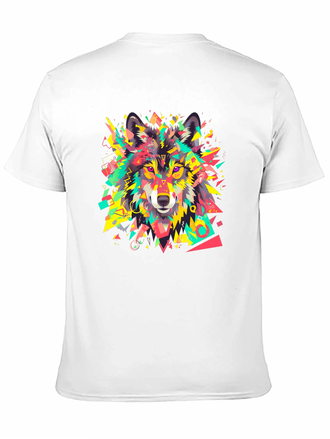 Black Geometric Wolf Graphic Black T-Shirt view 11