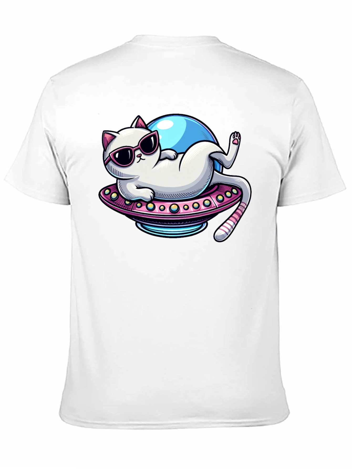 Black Cat in UFO T-Shirt - Lazy Astronaut Kitten Tee view 11