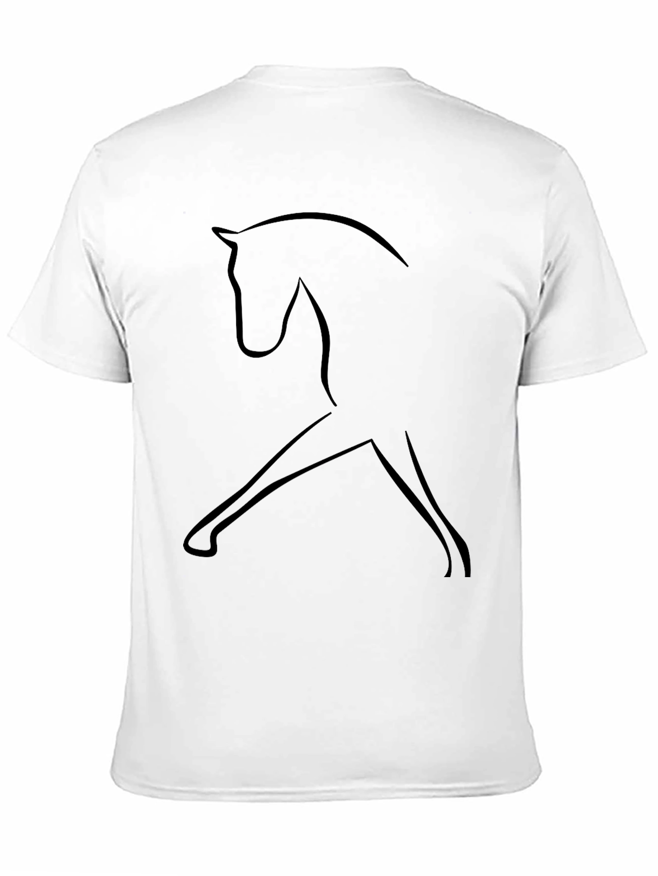 Black Minimalist Horse Outline Black T-Shirt view 11