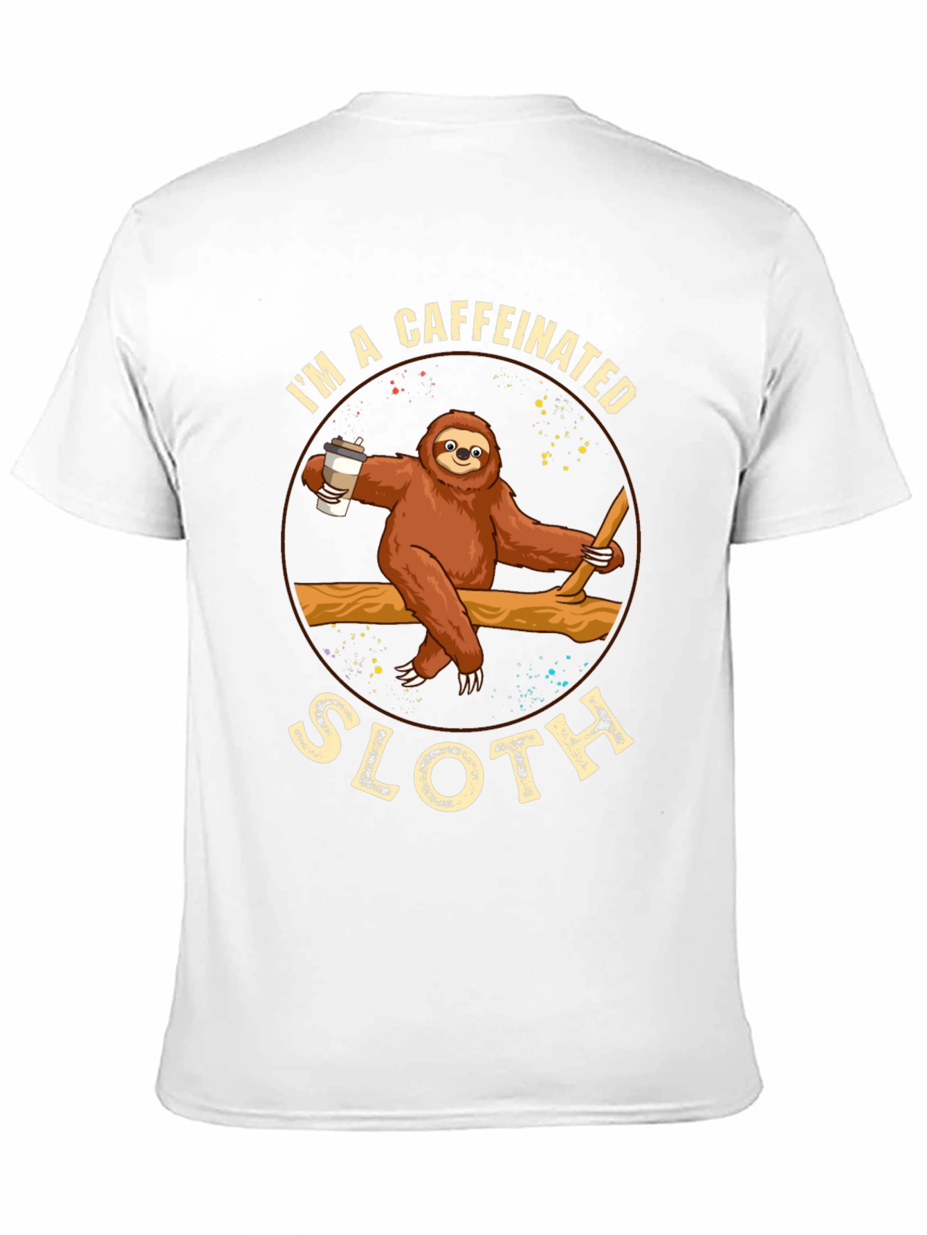 Black Caffeinated Sloth Graphic T-Shirt - Unisex view 11