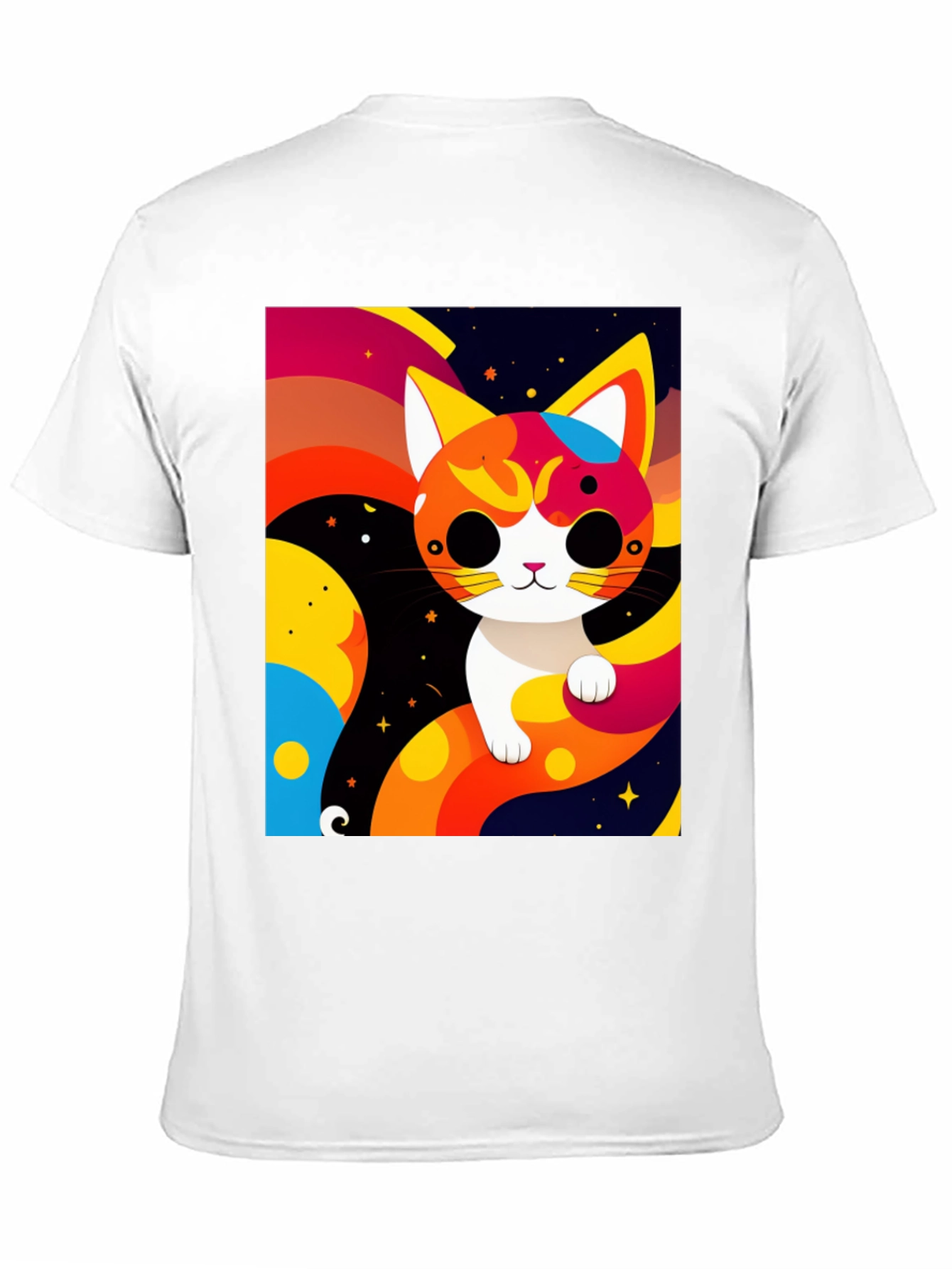 Black Cartoon Cat Graphic Tee - Modern Artistic Design view 11