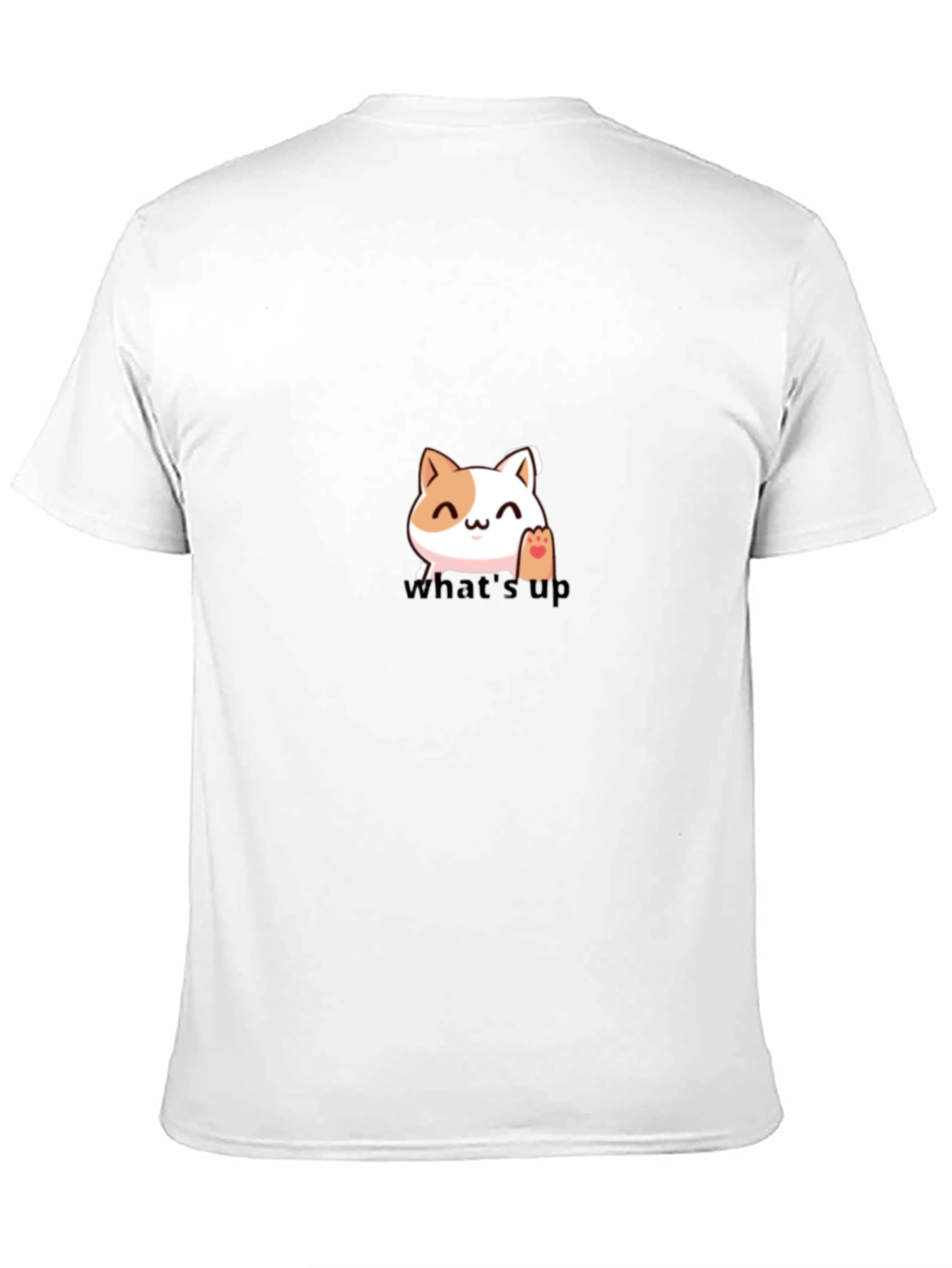 Black Cute Cat "What's Up" Graphic T-Shirt view 11