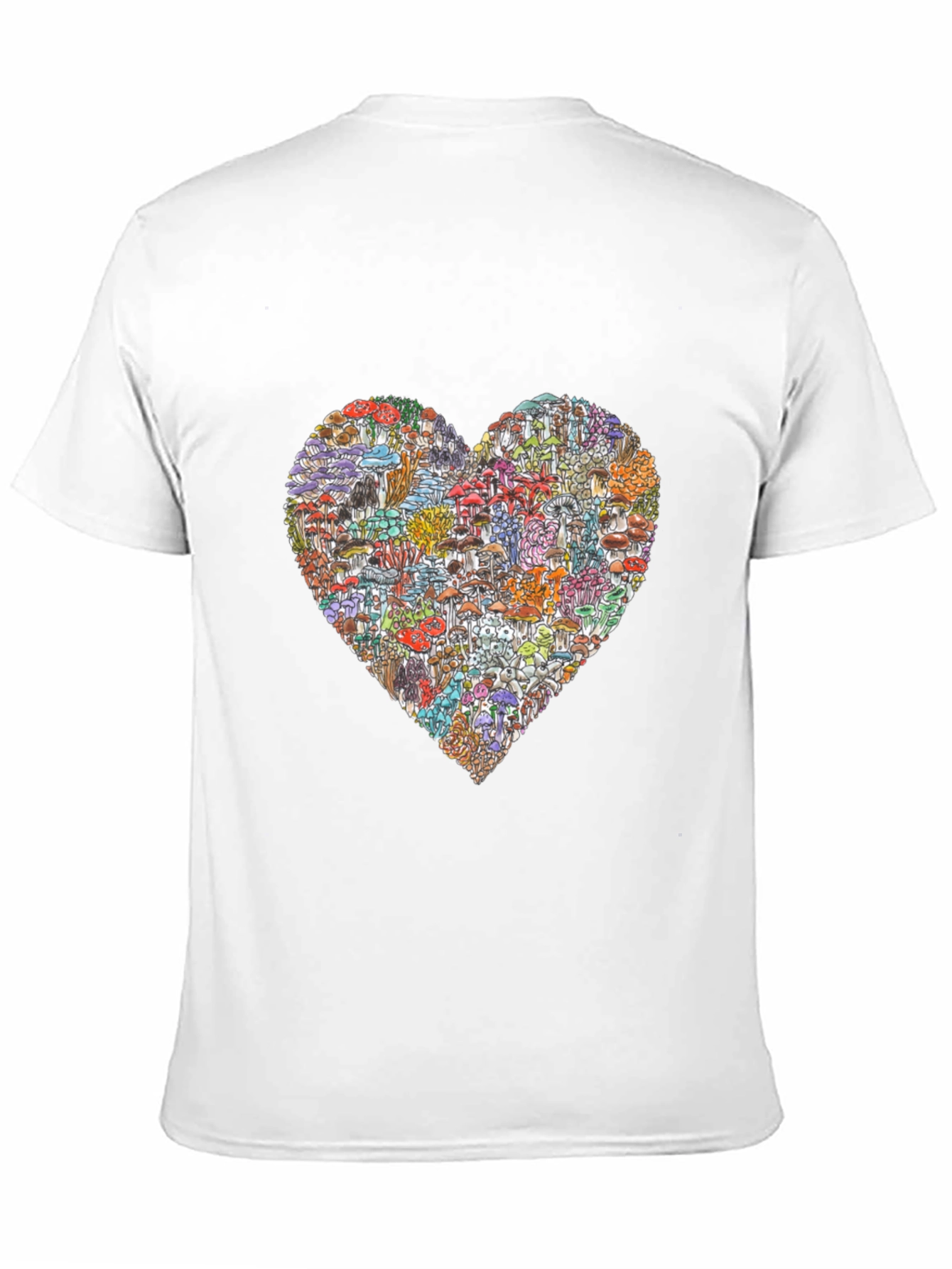 Black Mushroom Heart Graphic T-Shirt - Unique Design view 11
