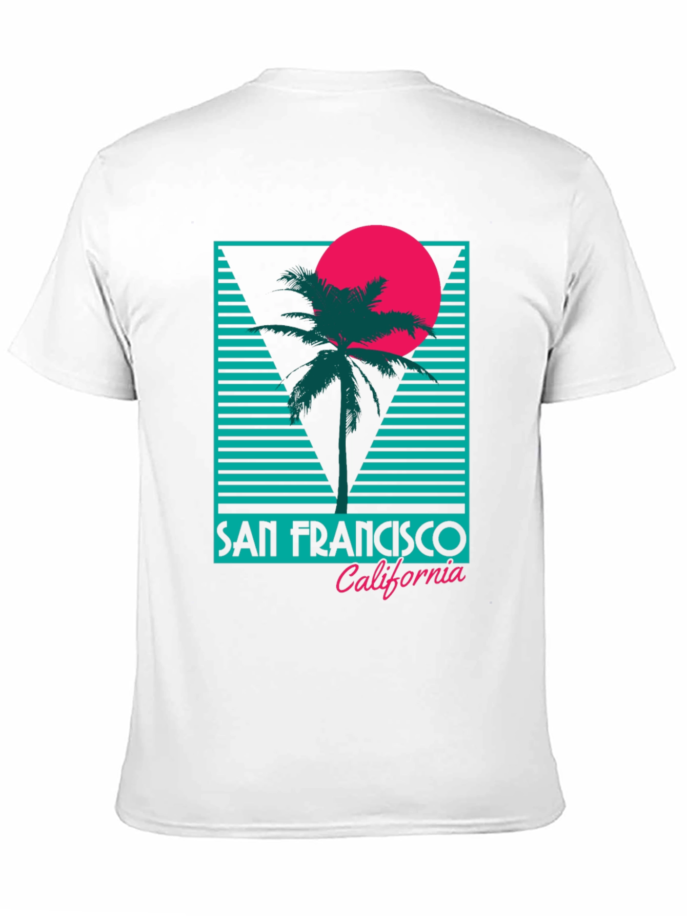 Black Retro San Francisco T-Shirt Palm Tree Sunset Design view 11