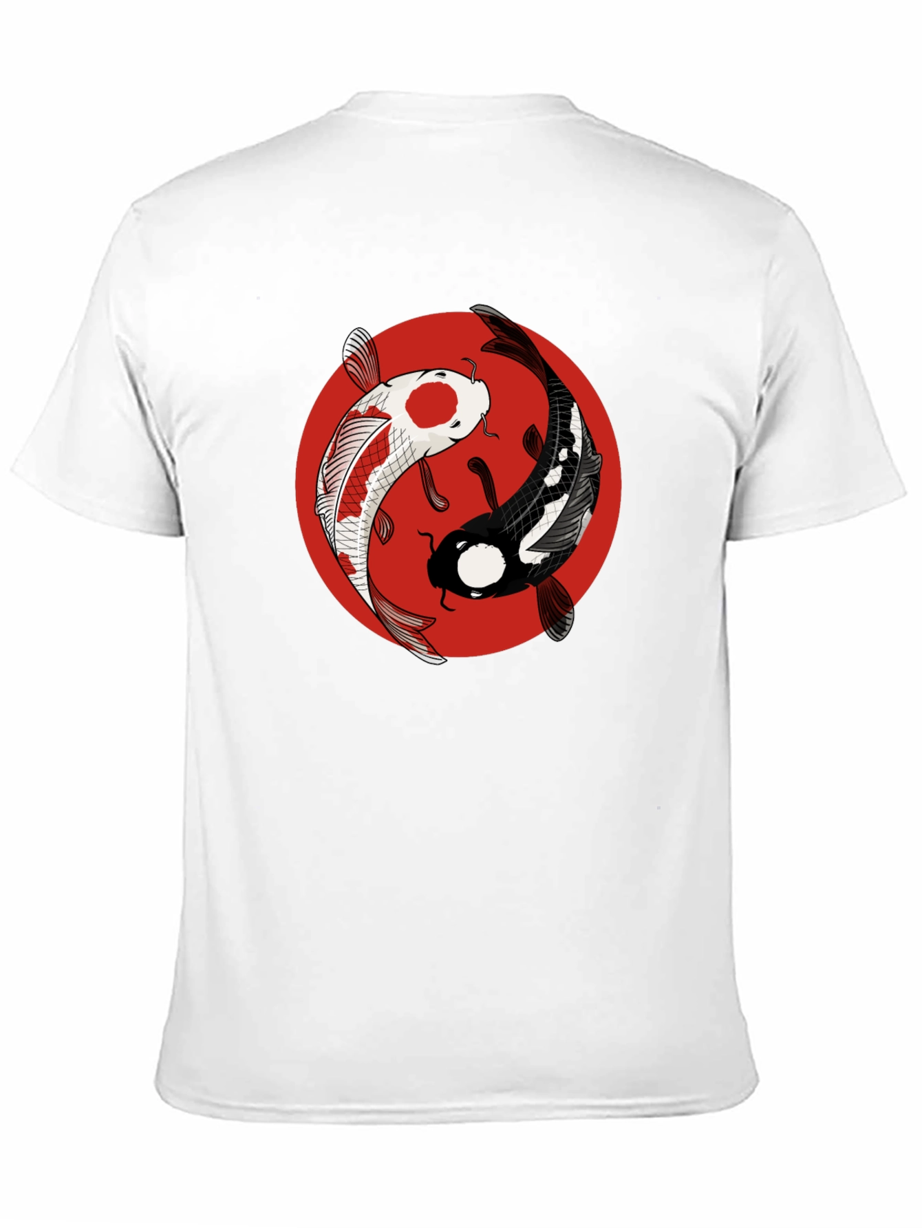 Black Yin Yang Koi Fish Graphic Tee - Black Cotton T-Shirt view 11