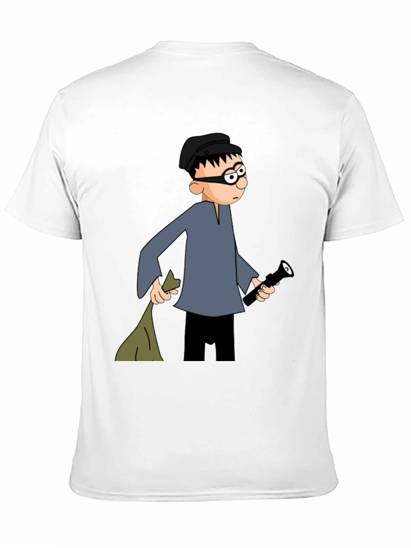 Black Cartoon Burglar Black T-Shirt view 11