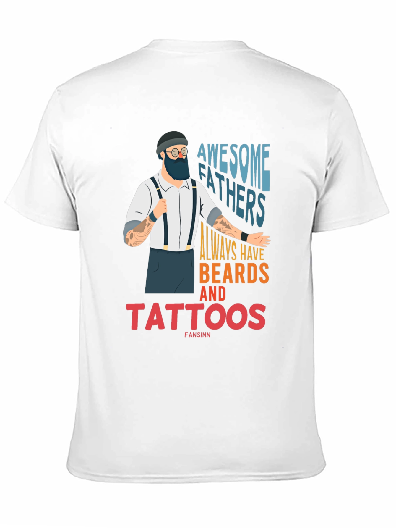 Black Awesome Fathers Beards Tattoos Graphic Tee view 11