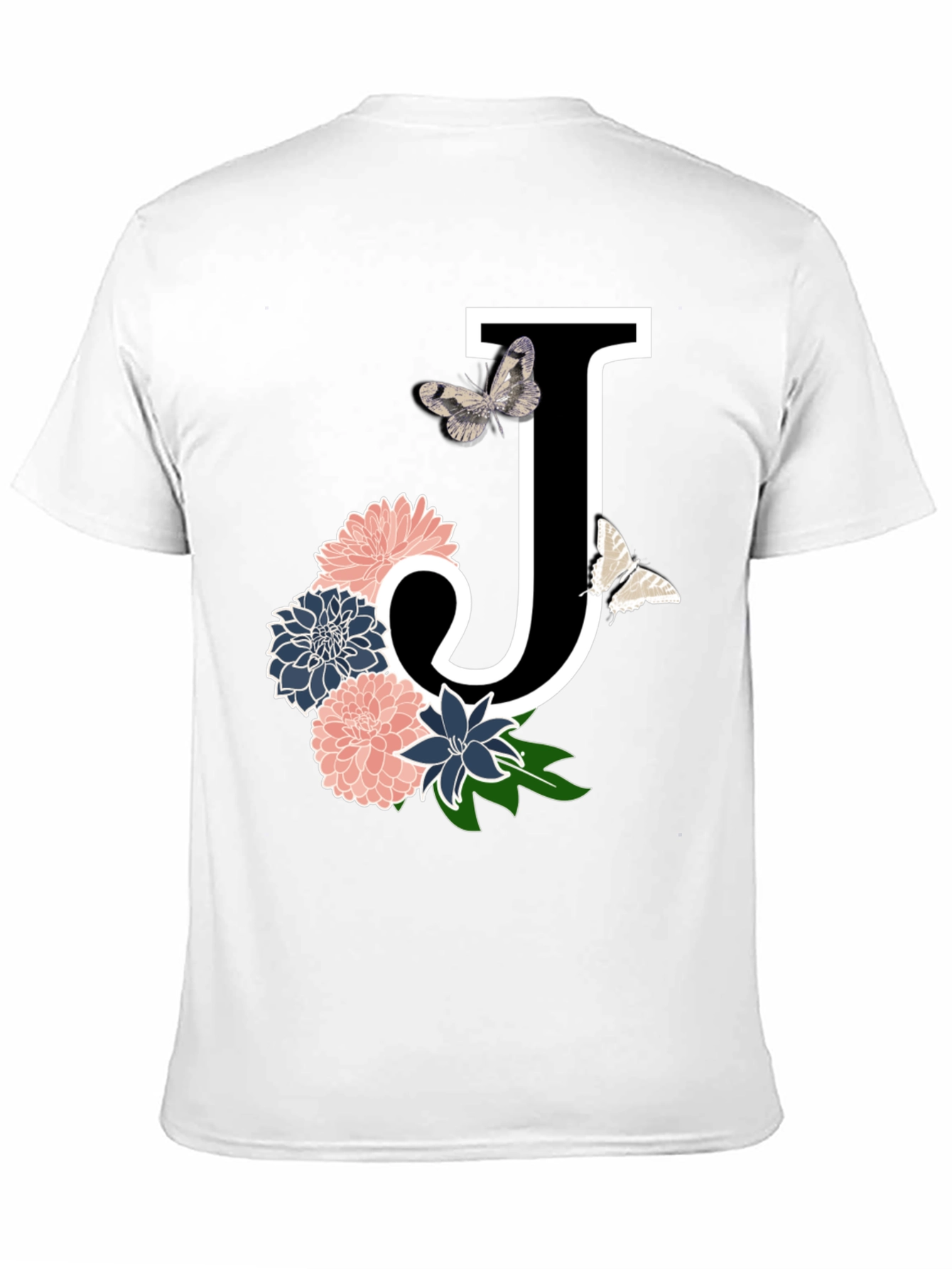 Black Floral Letter J T-Shirt view 11