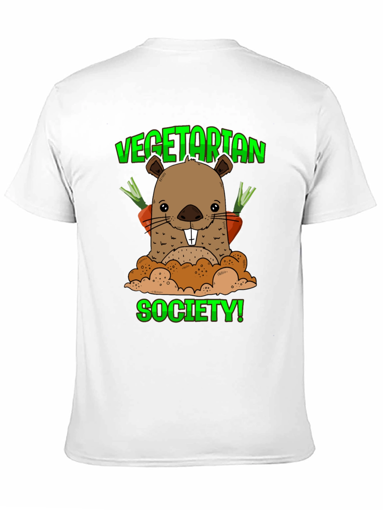 Black Vegetarian Society T-Shirt with Groundhog Graphic view 11