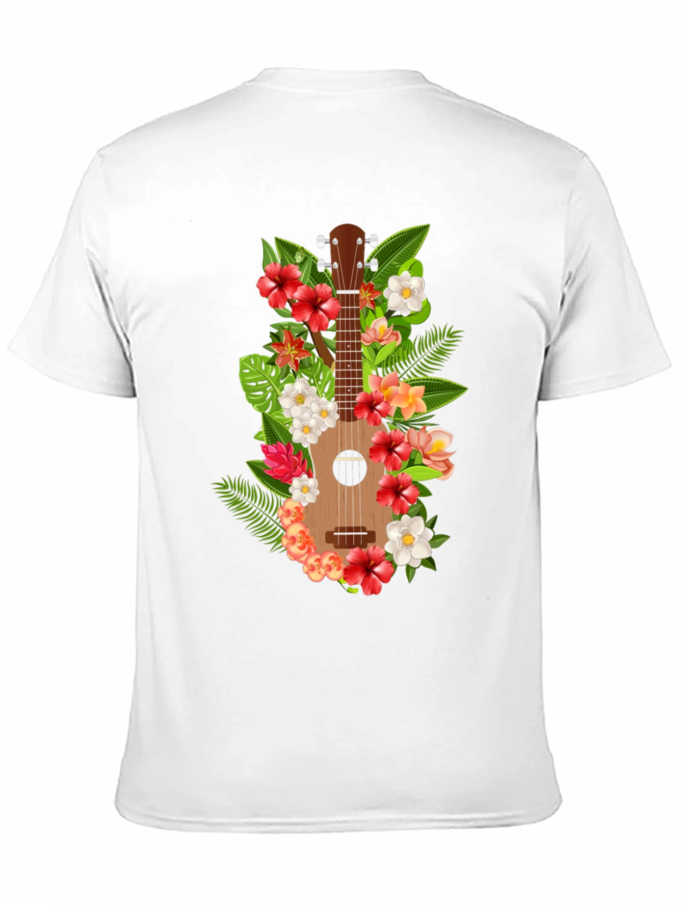 Black Floral Ukulele Black T-Shirt view 11