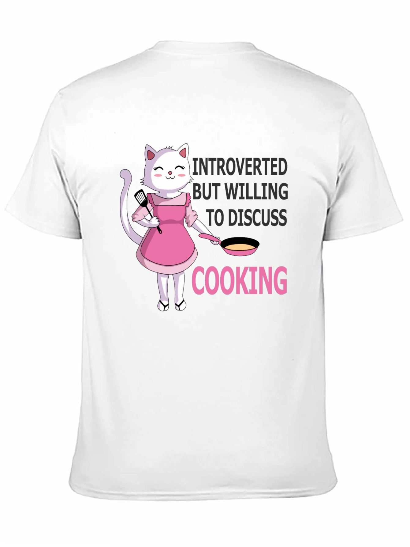 Black Introverted Cooking Cat T-Shirt view 11
