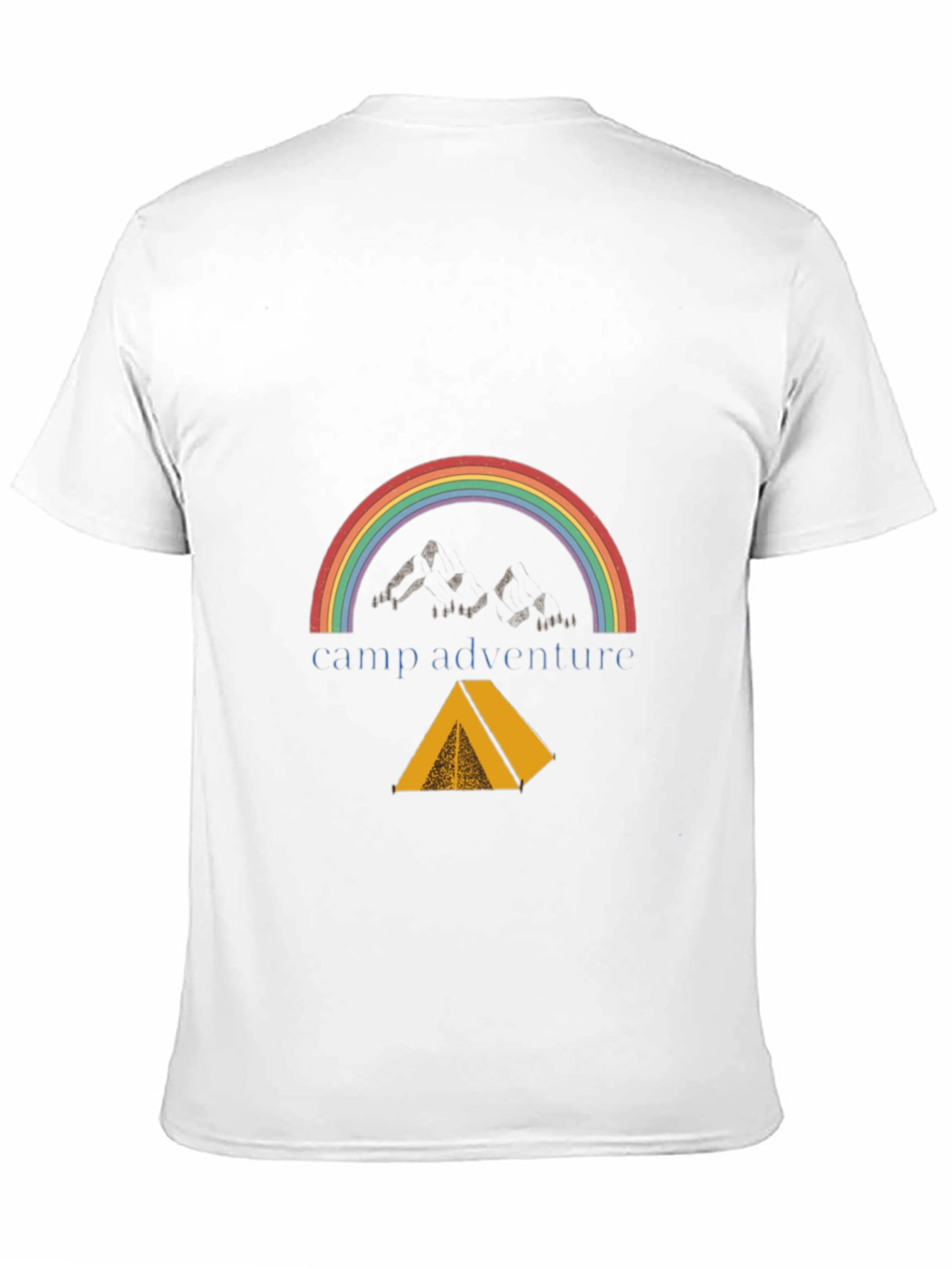 Black Camp Adventure Black T-Shirt, Rainbow Mountain Tent Design view 11