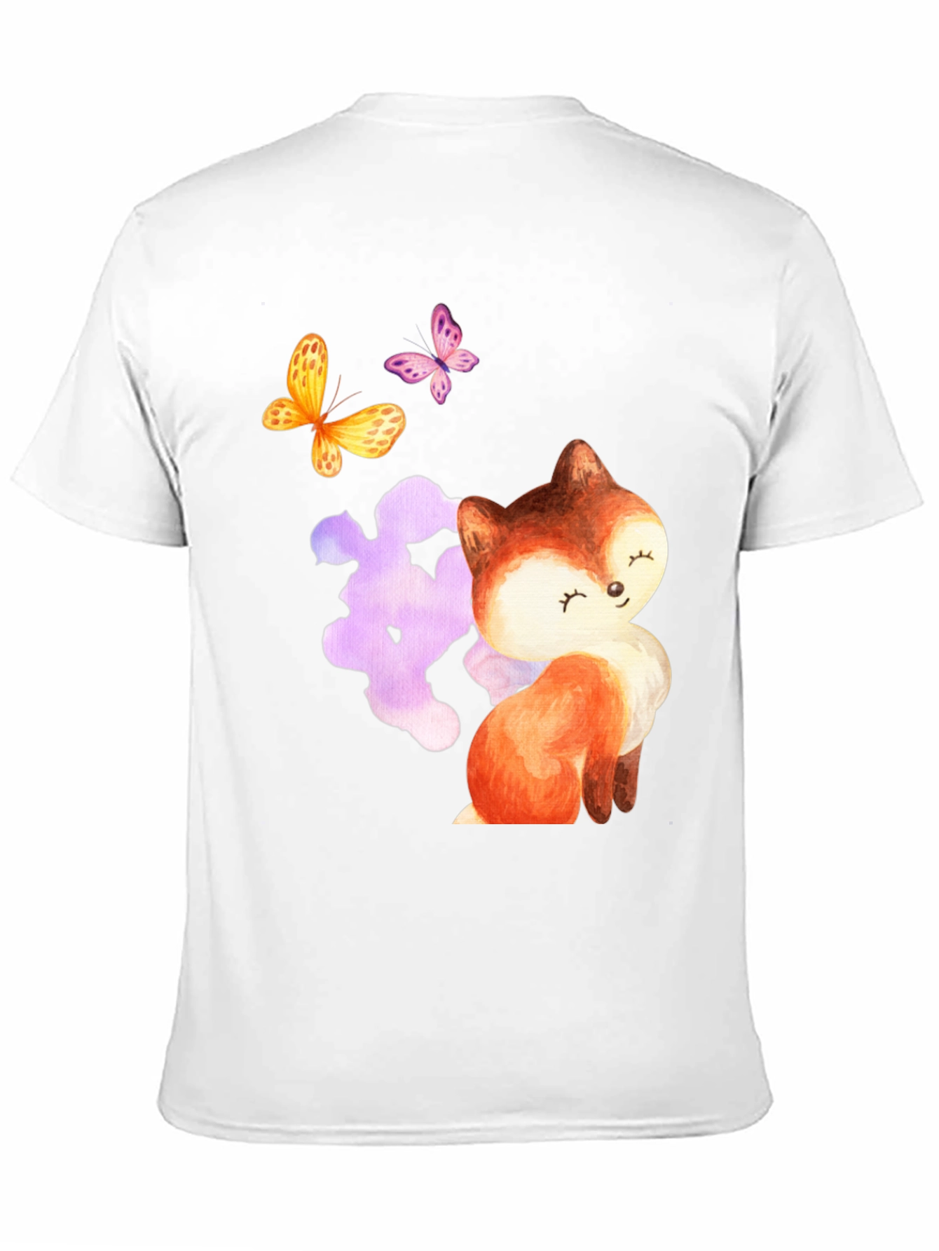 Black Cute Fox & Butterfly Graphic Tee - Stylish Comfort view 11