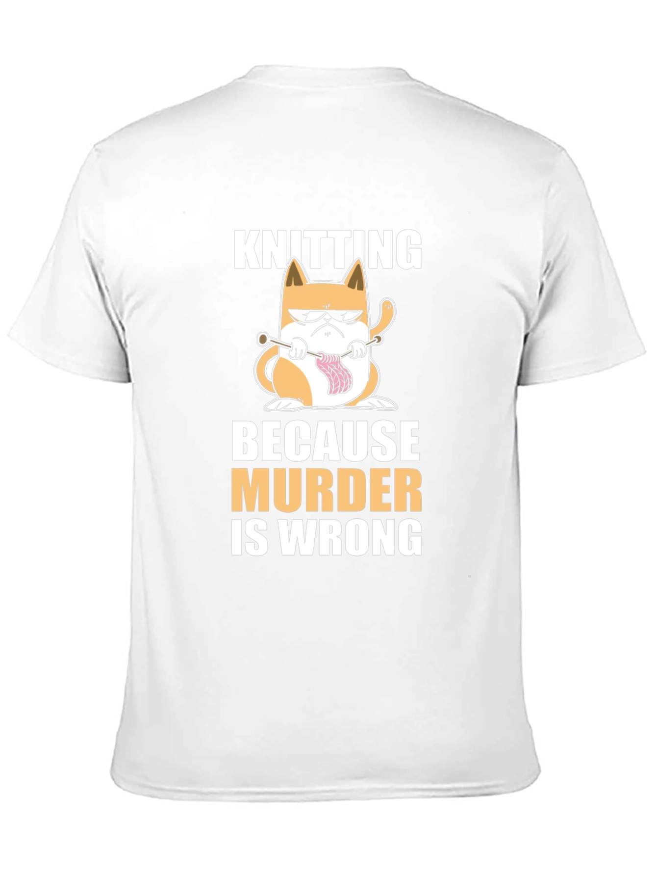 Black Knitting Cat T-Shirt - Because Murder Is Wrong Funny Tee view 11