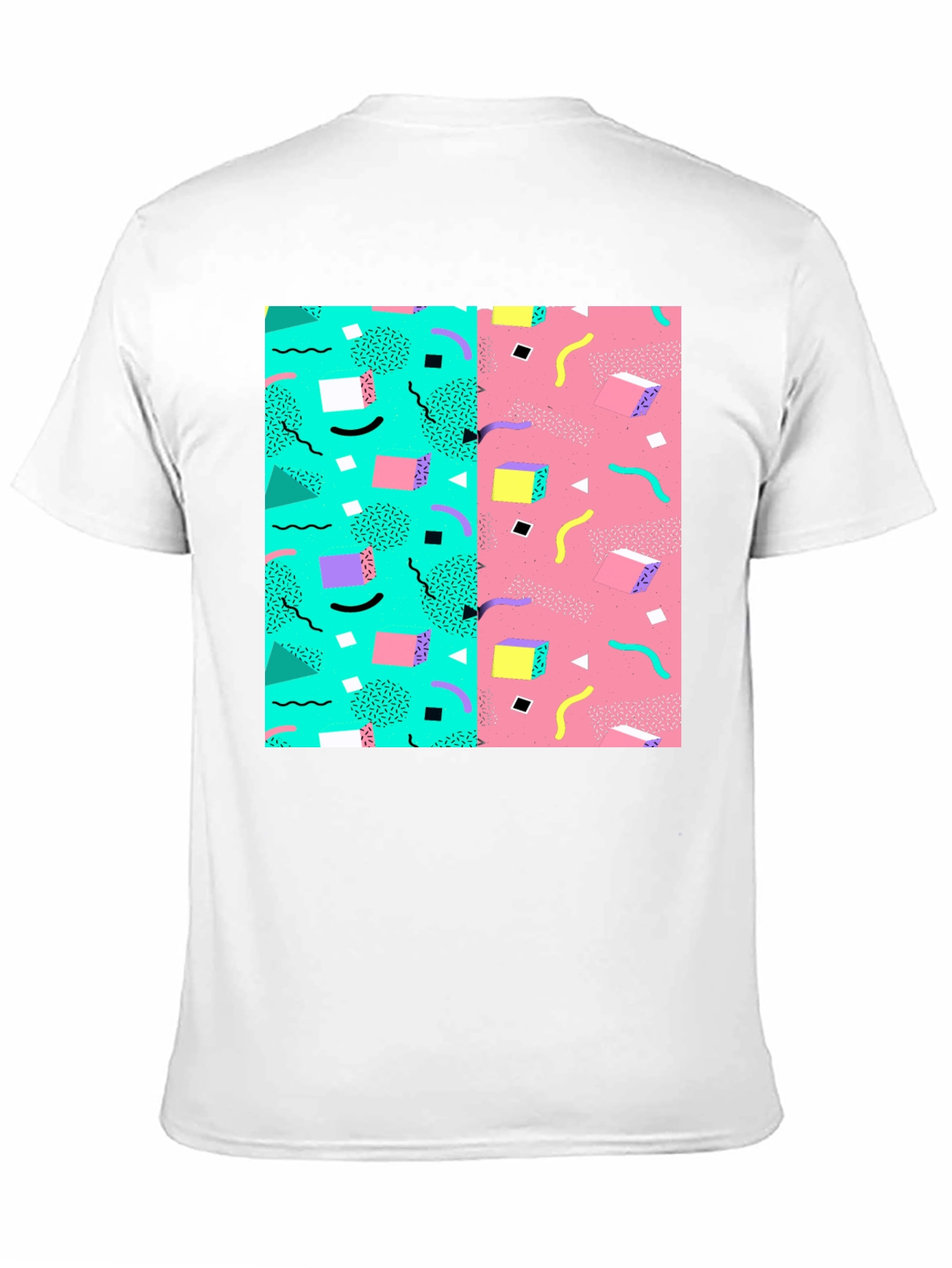 Black Retro 90s Pattern T-Shirt - Black Cotton Tee view 11