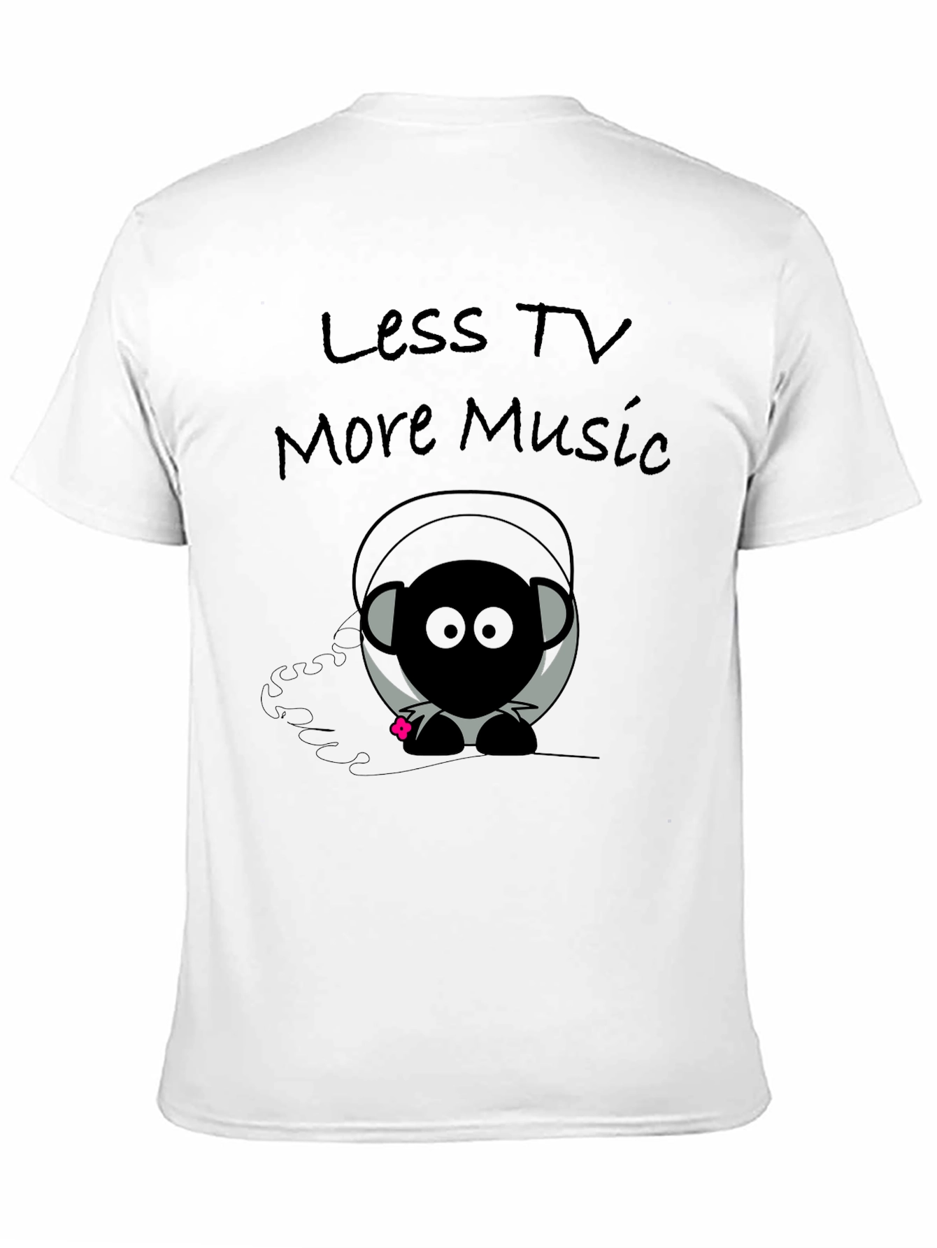 Black Less TV More Music Graphic T-Shirt view 11