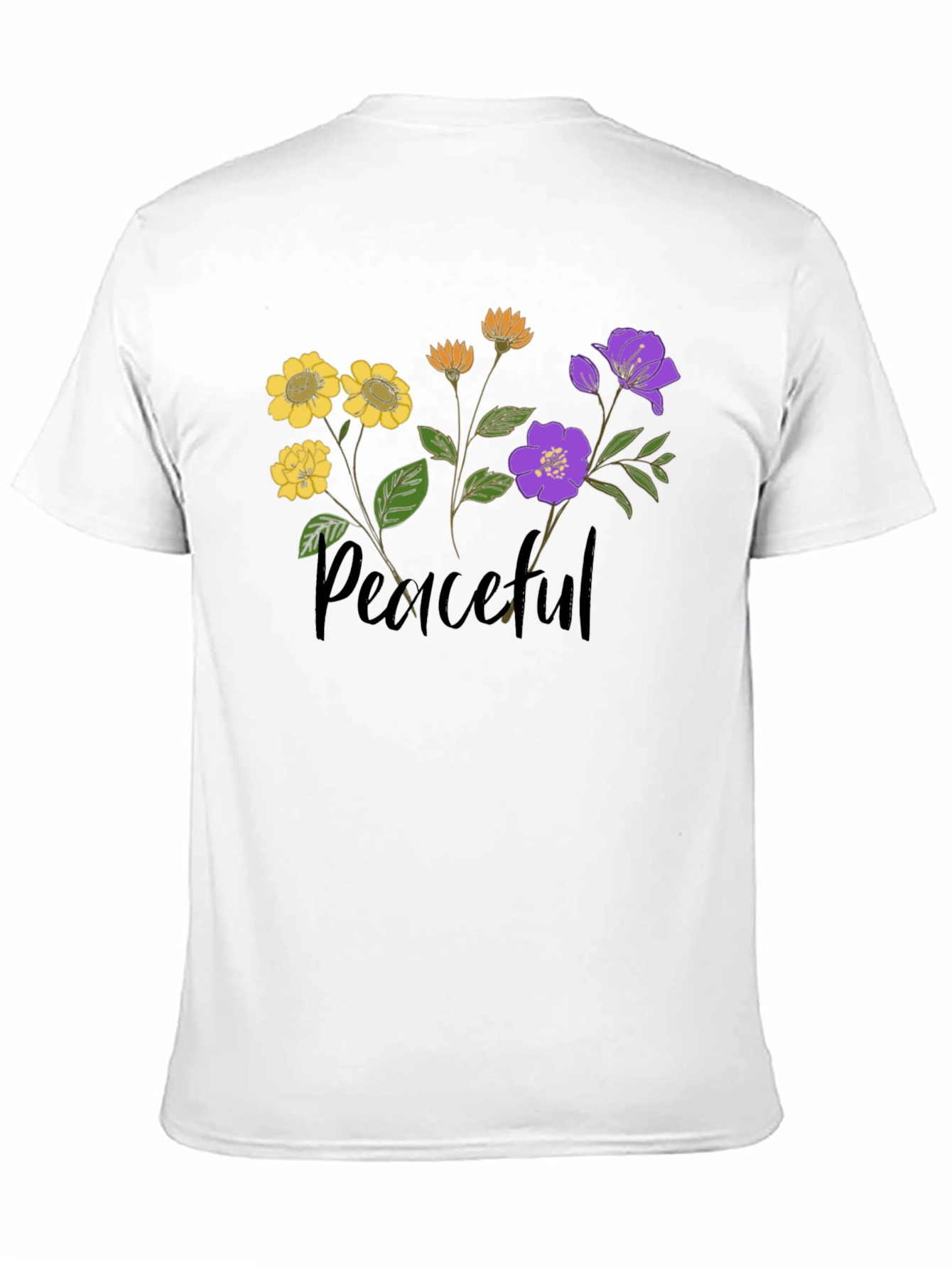 Black Peaceful Flower Graphic Tee view 11