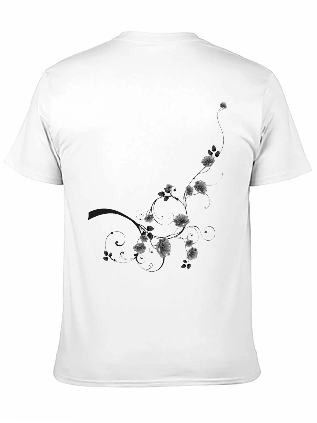 Black Men's Black Floral Graphic T-Shirt view 11