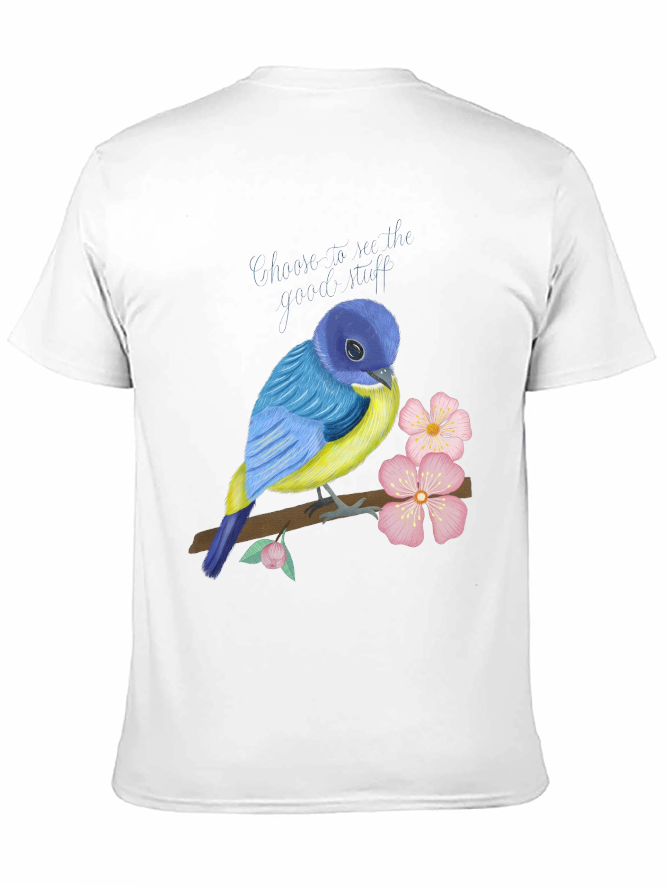 Black Blue Bird Graphic T-Shirt - Choose to See the Good view 11