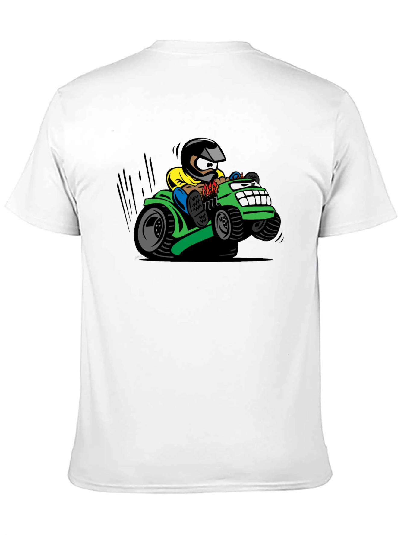 Black Cartoon Lawn Mower Rider Graphic Tee view 11