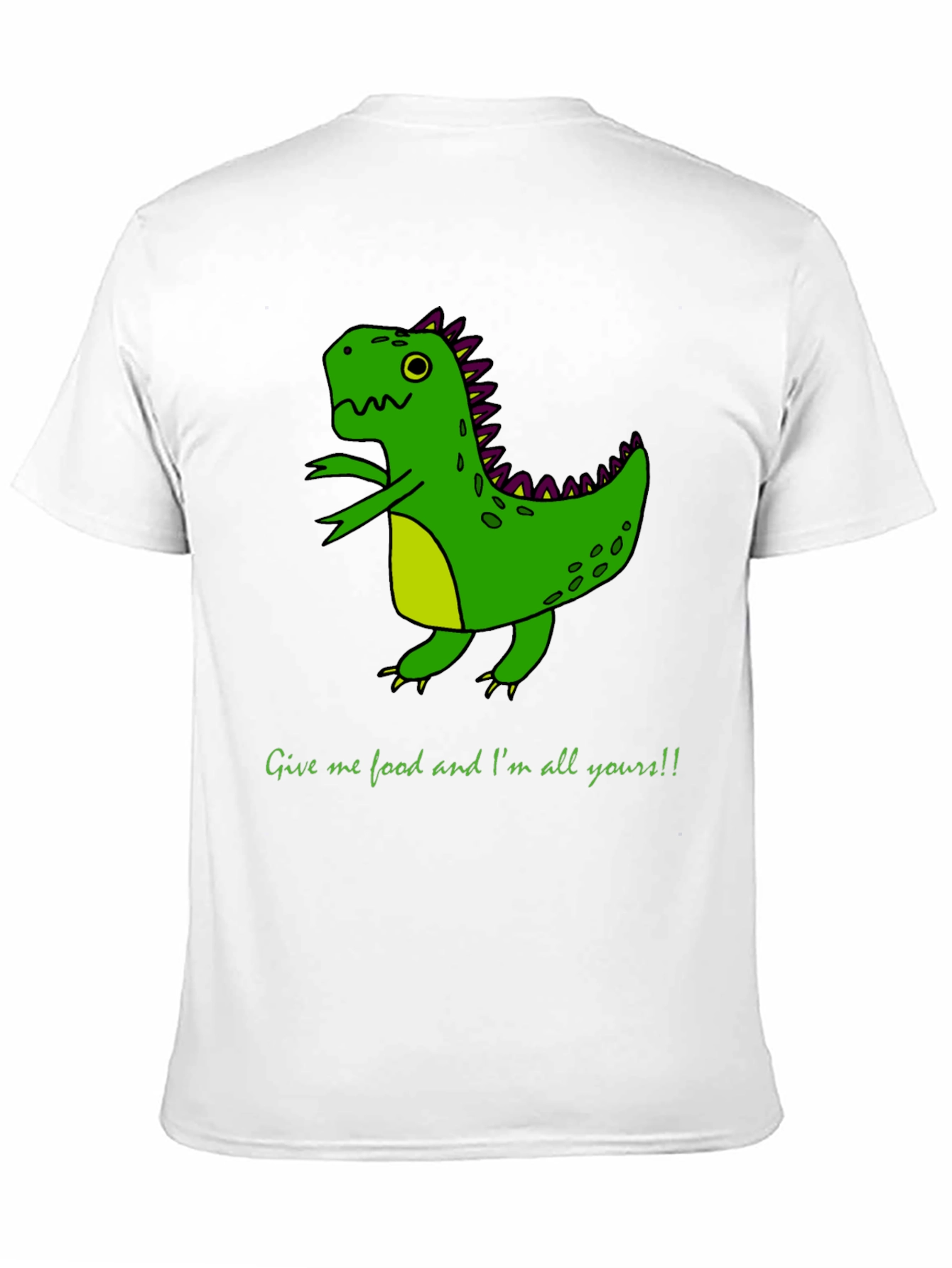 Black Funny Dinosaur Graphic Tee - Give me Food! view 11