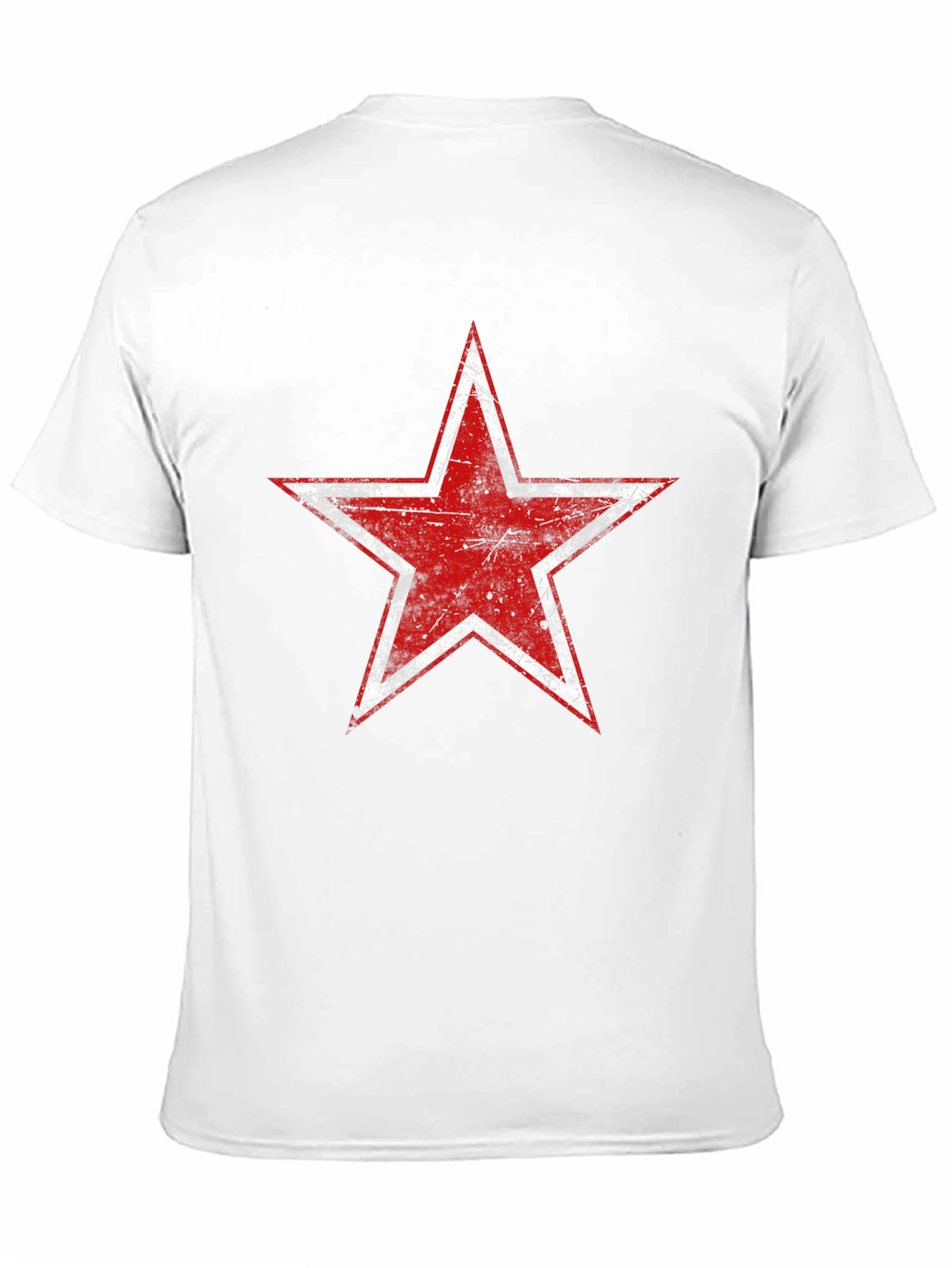 Black Distressed Red Star Graphic Black T-Shirt view 11
