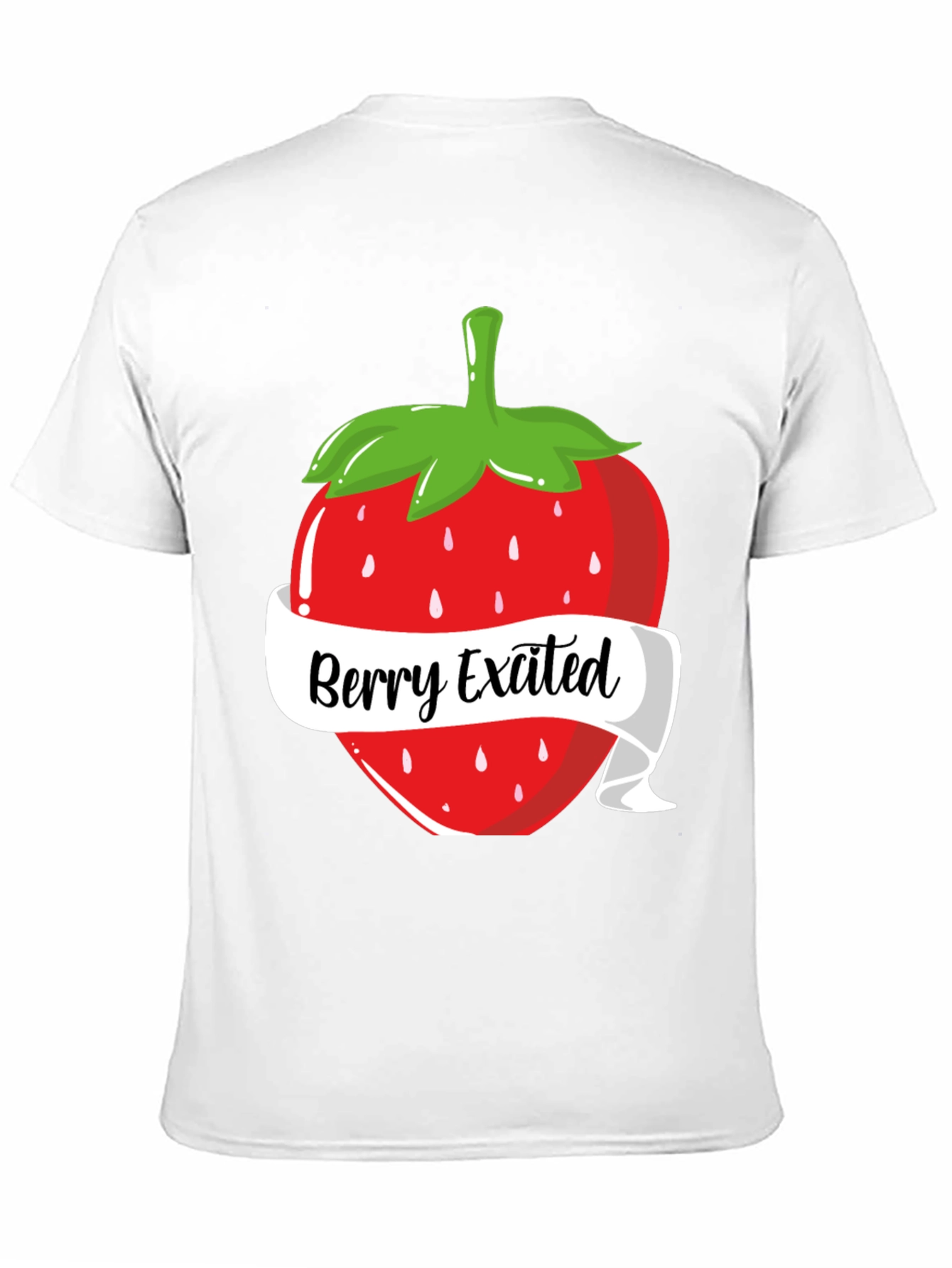 Black Berry Excited T-Shirt: Fun Strawberry Design view 11
