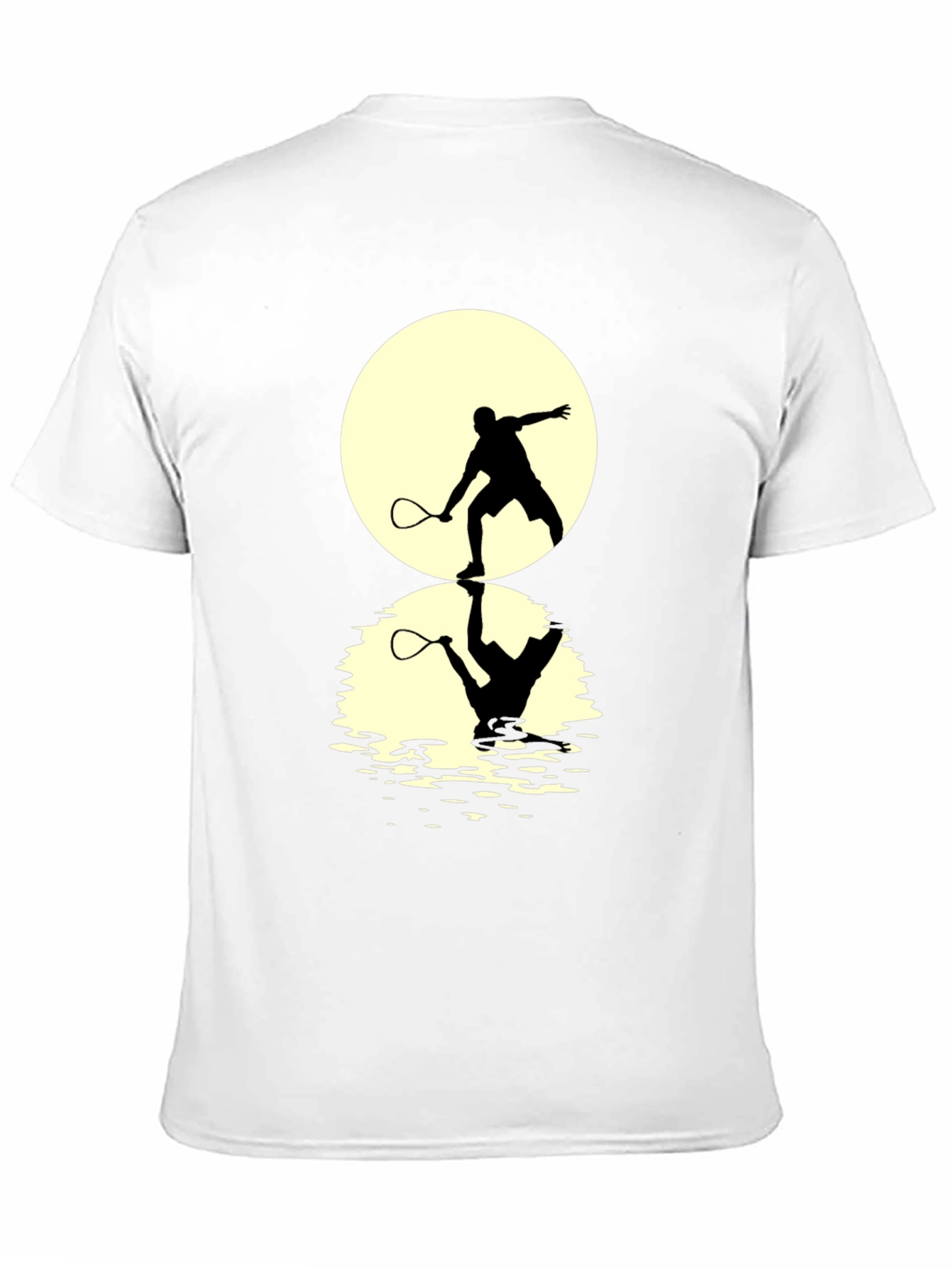 Black Squash Player Moon Reflection Graphic T-Shirt view 11