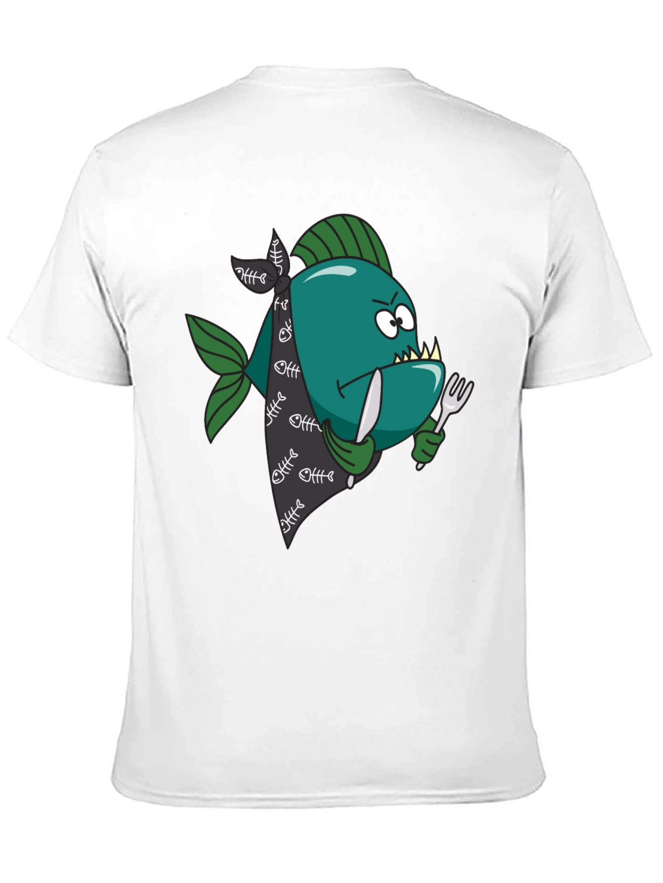 Black Cartoon Piranha T-Shirt - Graphic Print view 11